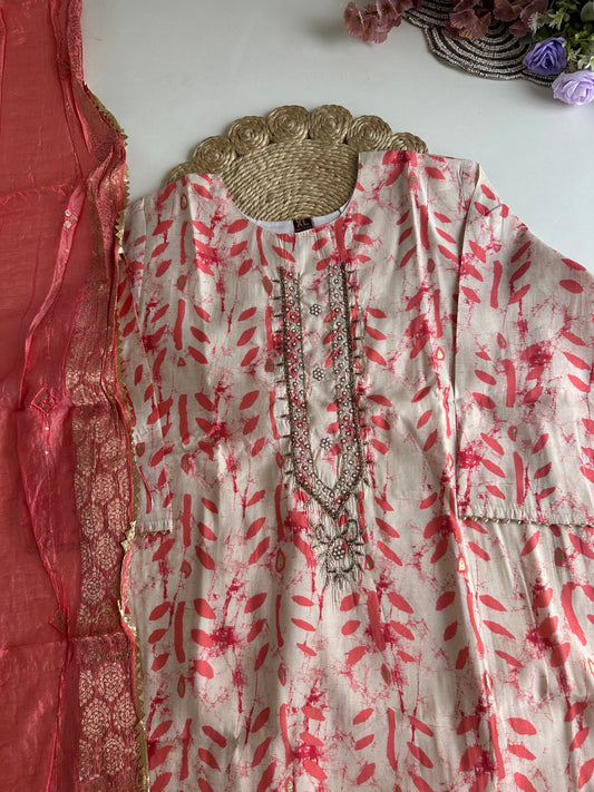 D278 - Roman silk straight kurti with pants and dupatta