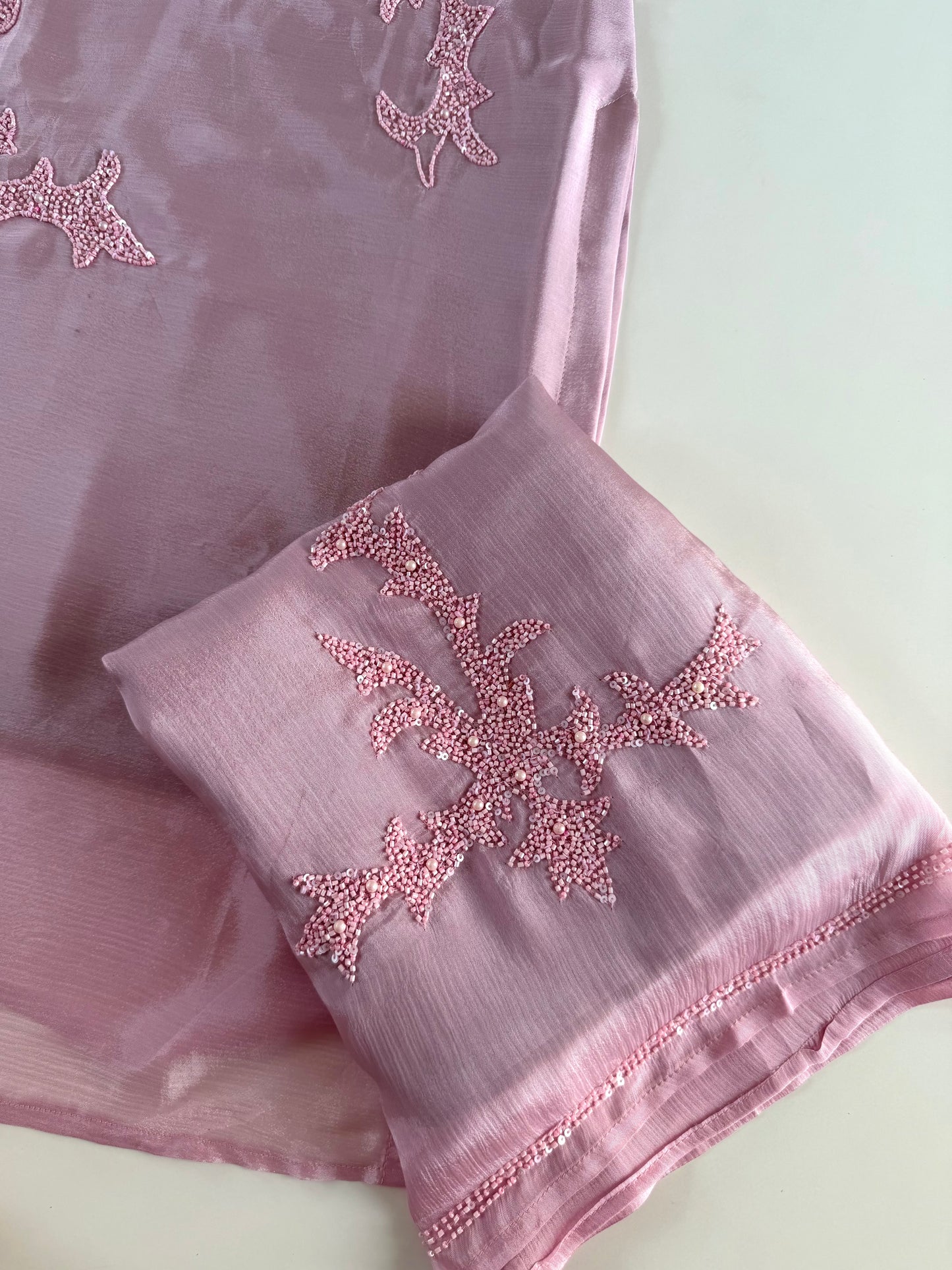 K550 - Chinnon handwork straight Kurti with palazzo and dupatta