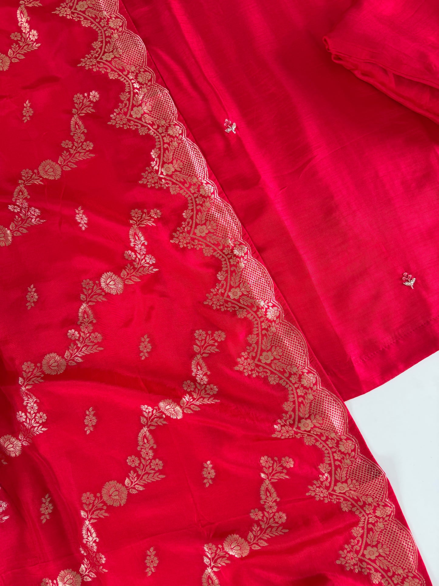 K641 - Dola silk Handwork straight Kurti with pants and dupatta