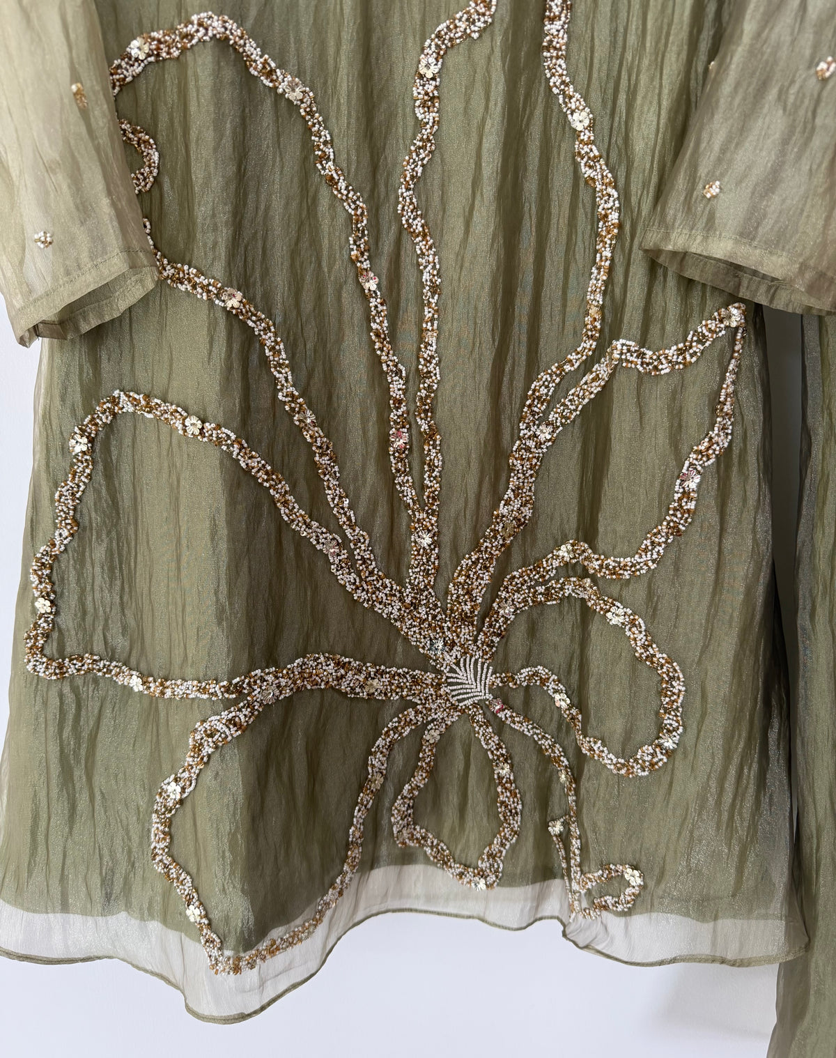 K112 - Crush tissue silk handwork coord set