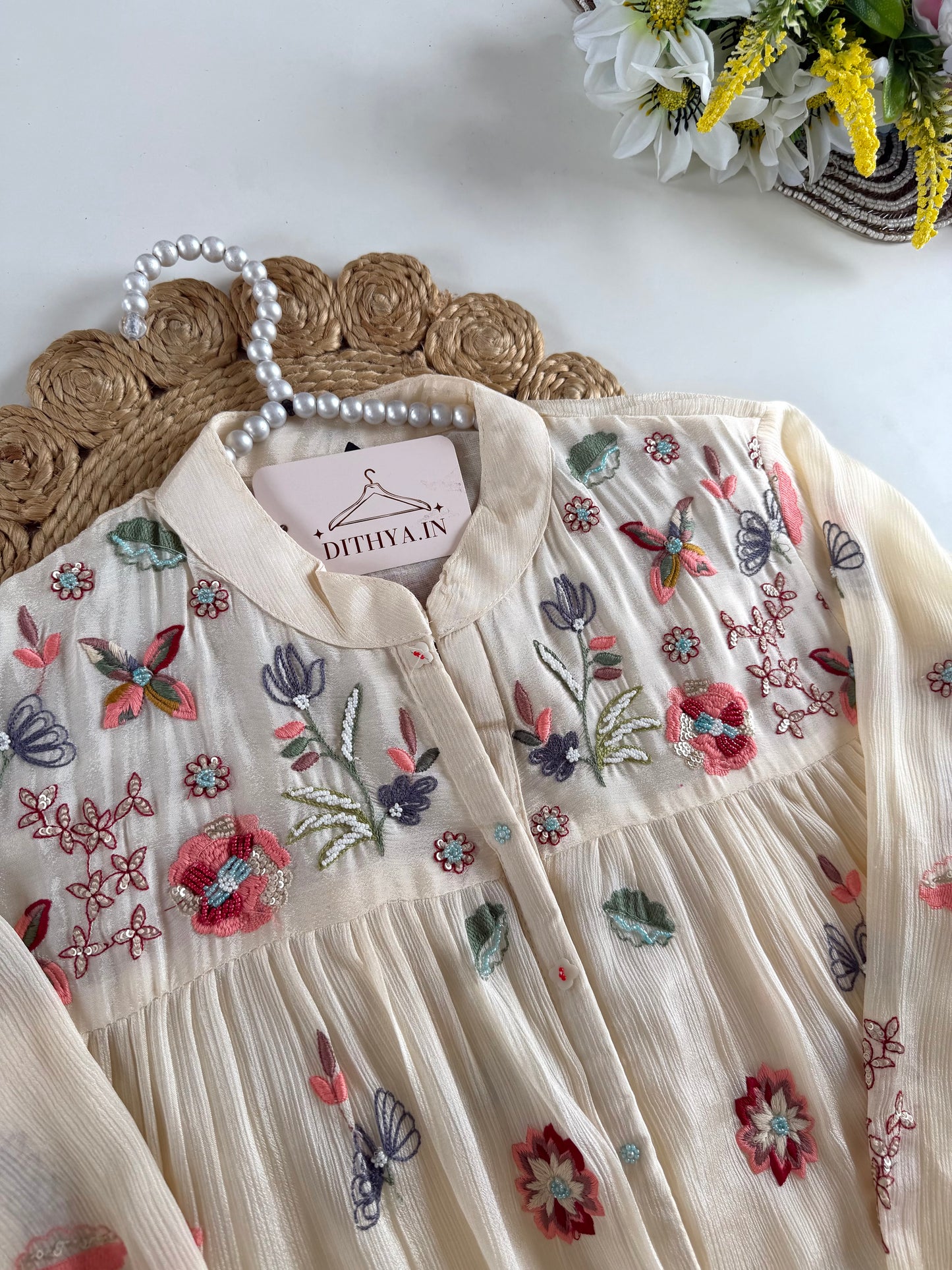 K483 - Pure Chinnon handwork coord set in 2 colours