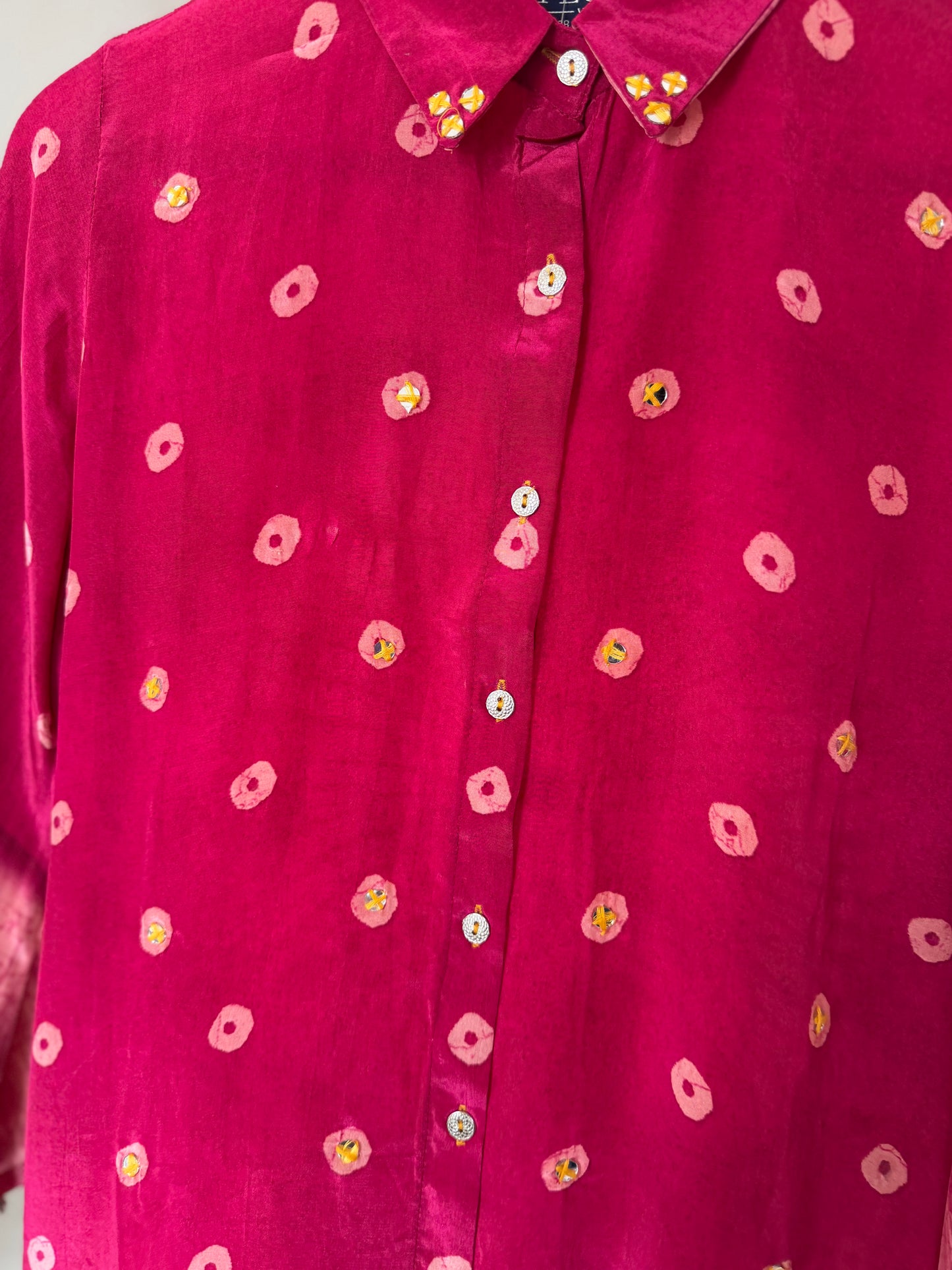 K149 - Pure crape bandhini shirts in 4 colours