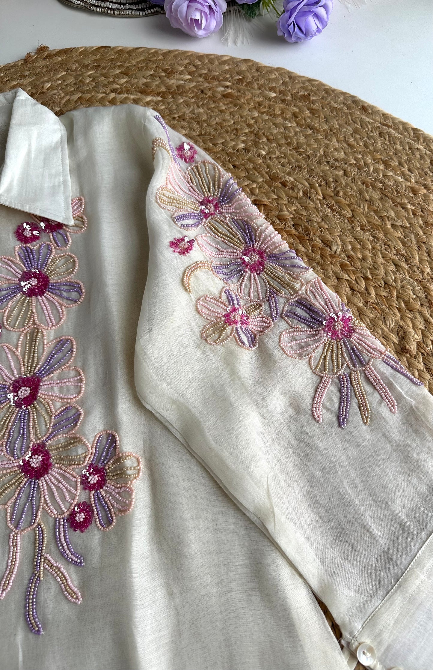 K341 - Mul Chanderi handwork coord set