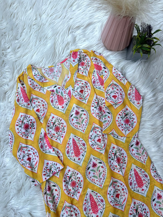 K202 - Rayon cotton printed straight Kurti in 2 prints