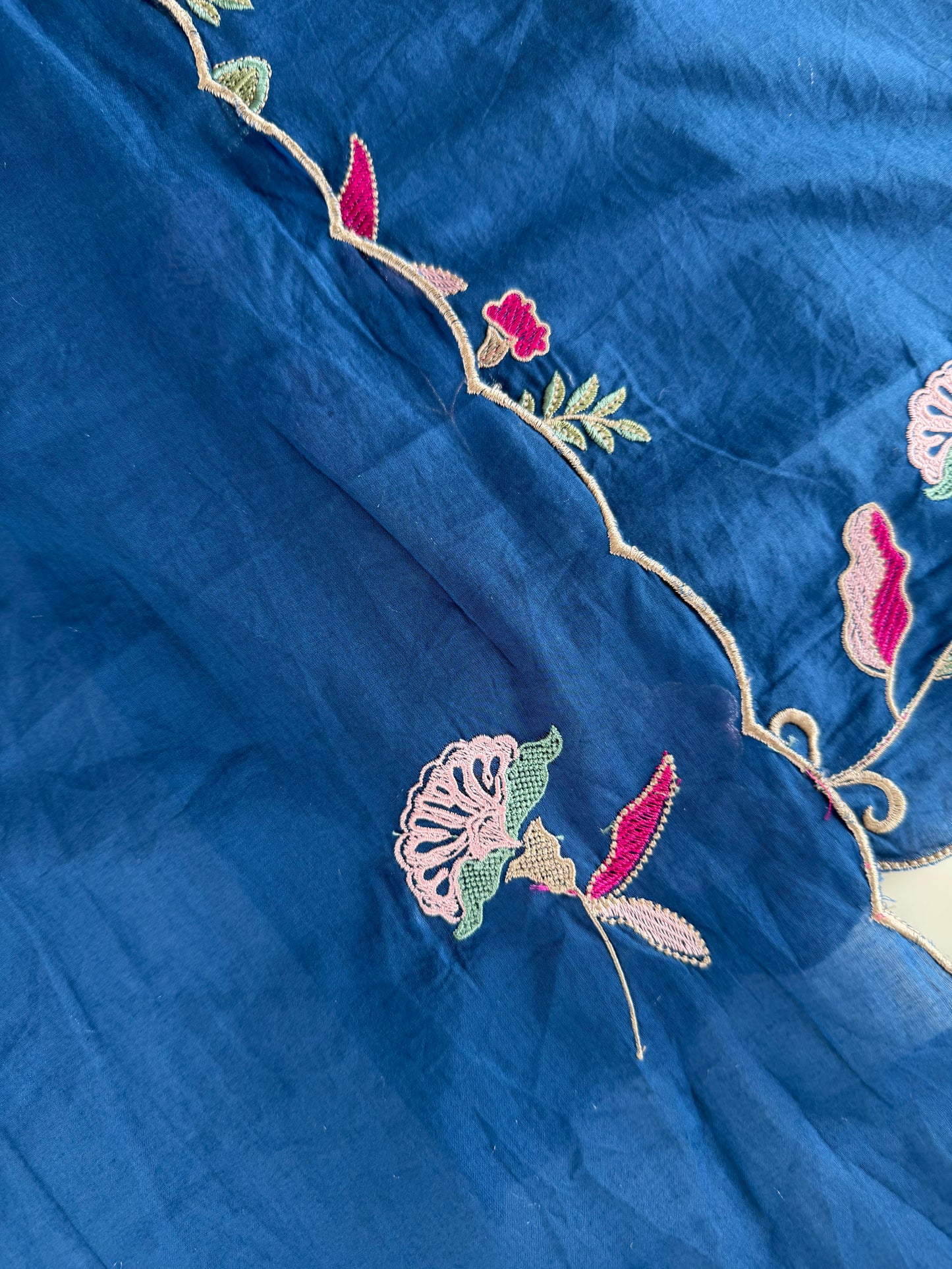 K679 - Mul cotton embroidered straight Kurti with pants and dupatta