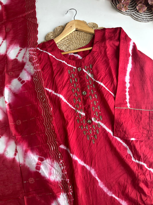 D434 - Roman silk straight kurti with pants and dupatta