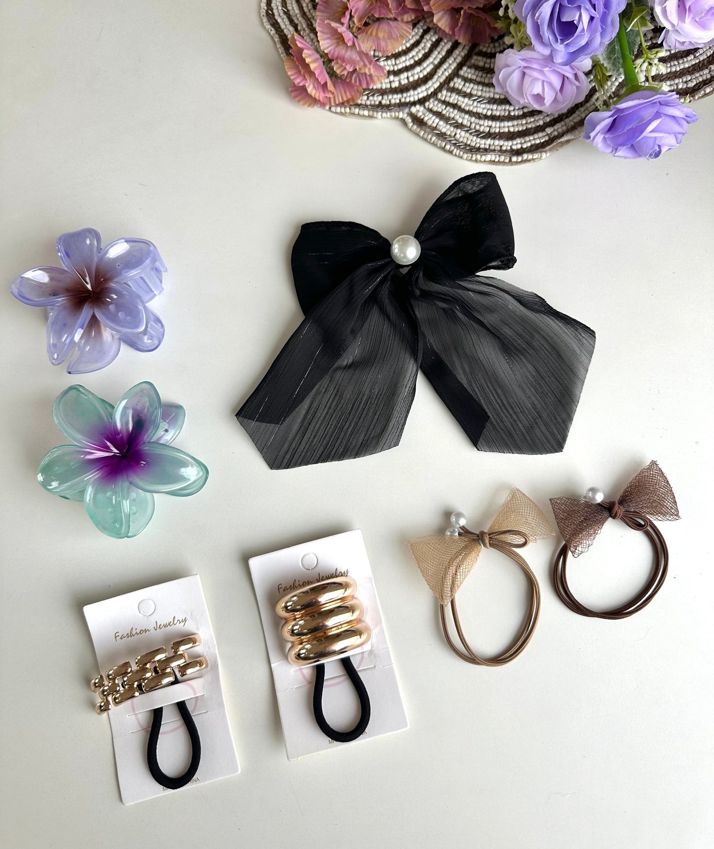A042 - Combo - 4 Hair Band,2Hair clip,1 Bow clip