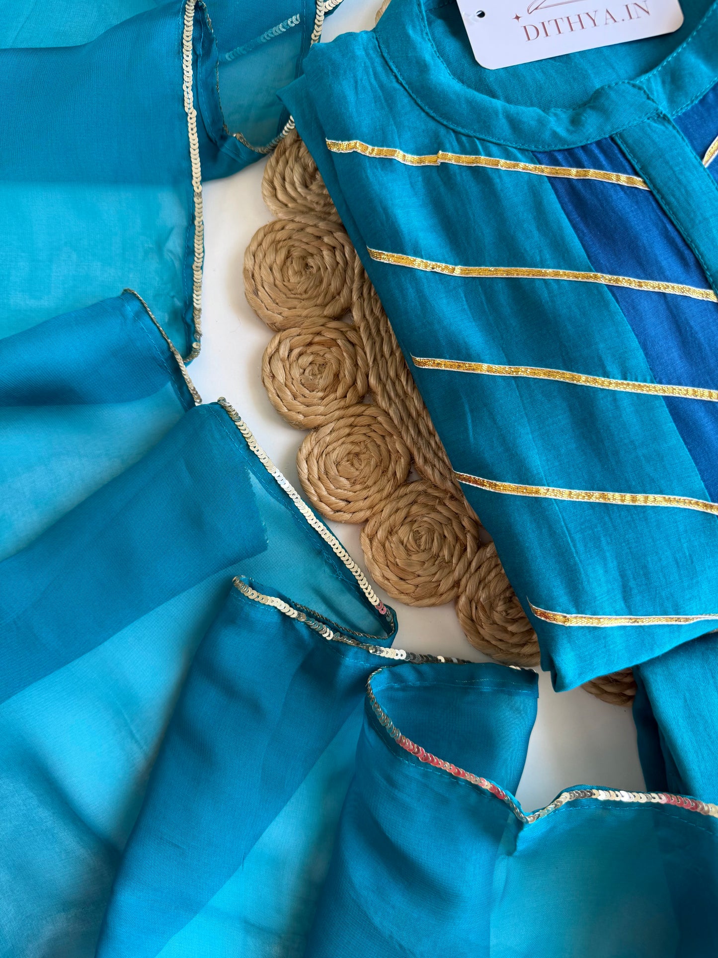 K704 - Mul chanderi handwork Anarkali with pants and dupatta