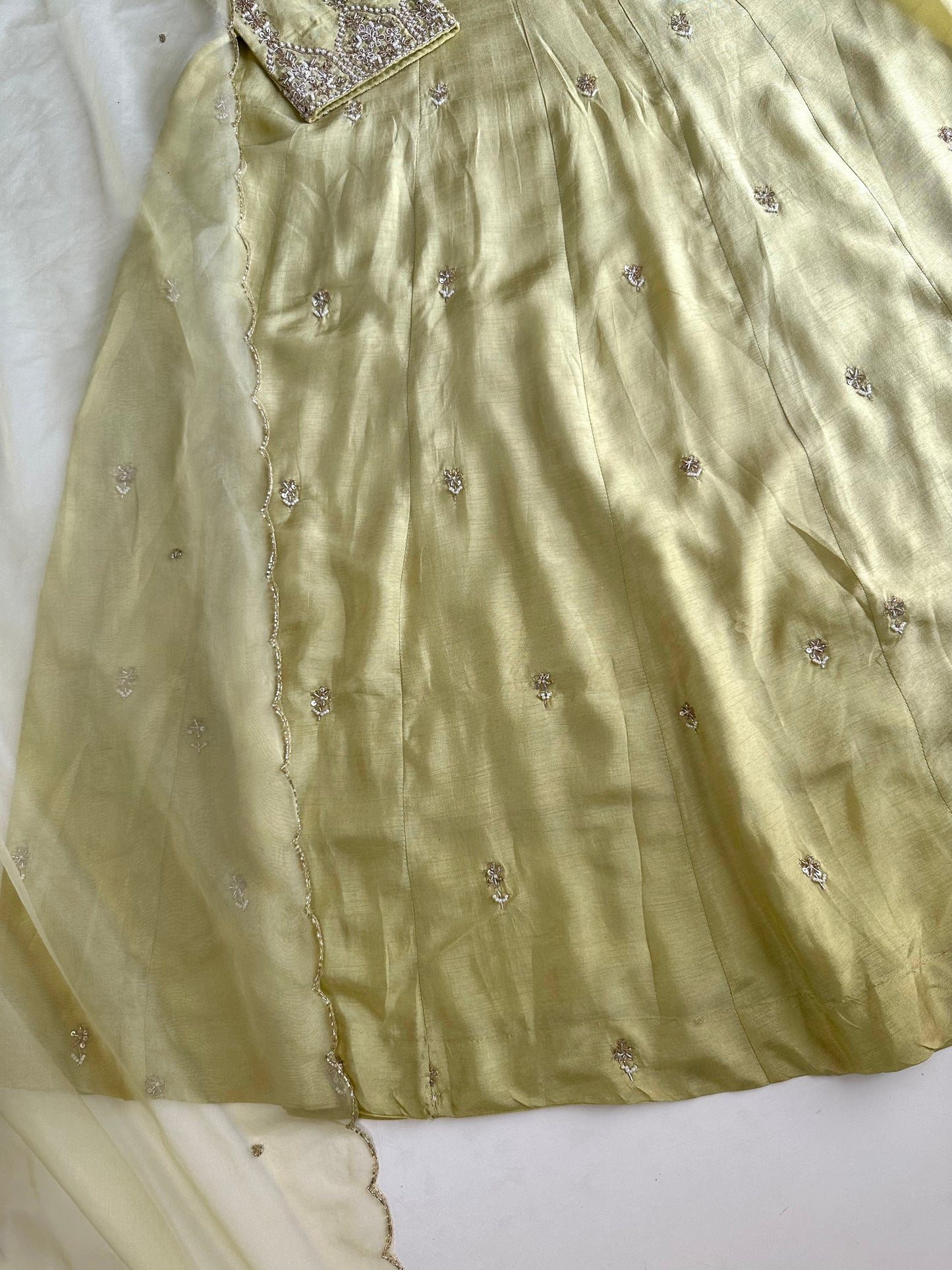 K135 - Russian silk handwork Anarkali with pants and dupatta