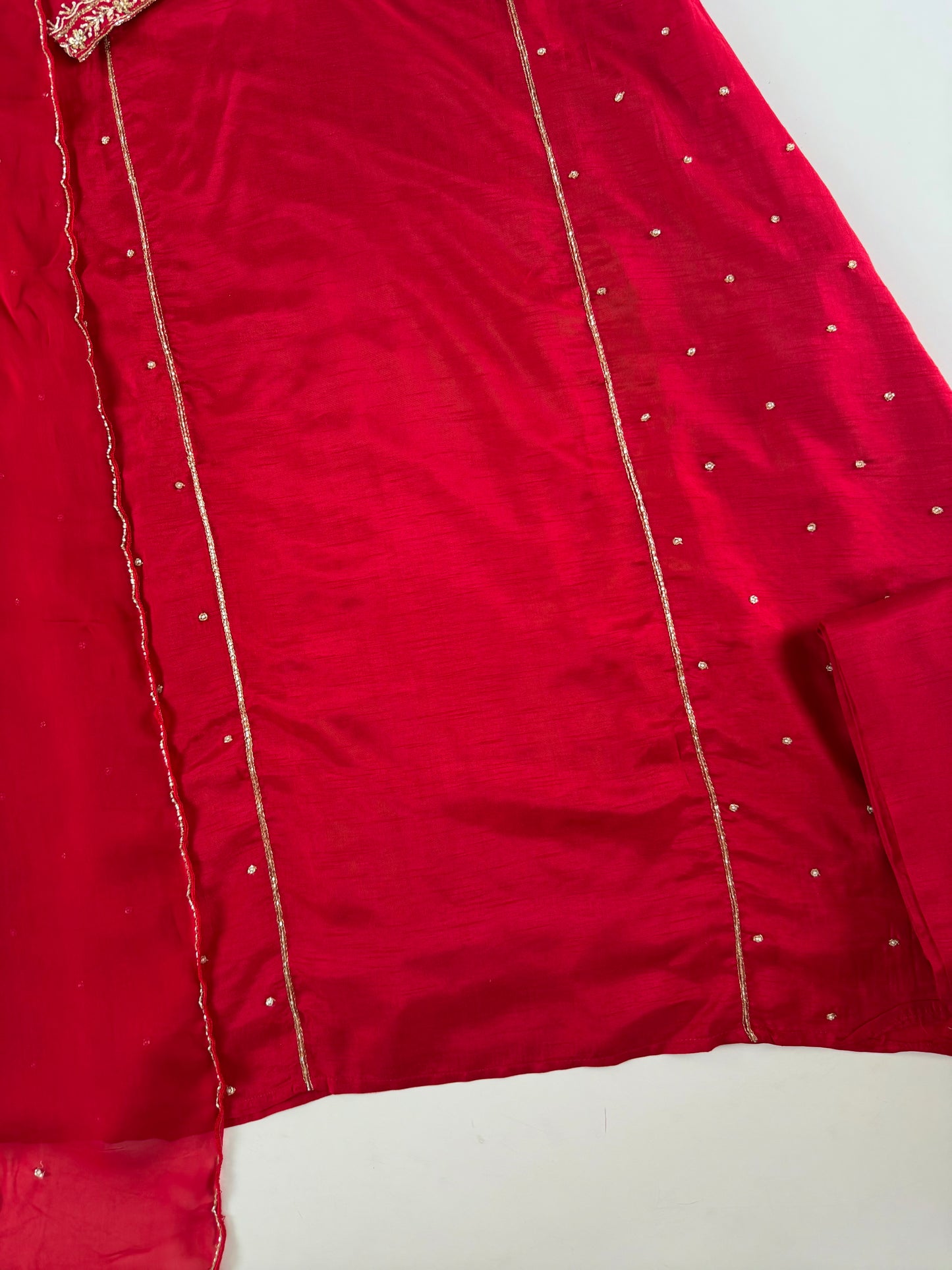 K158 - Russian silk handwork Anarkali with pants and dupatta