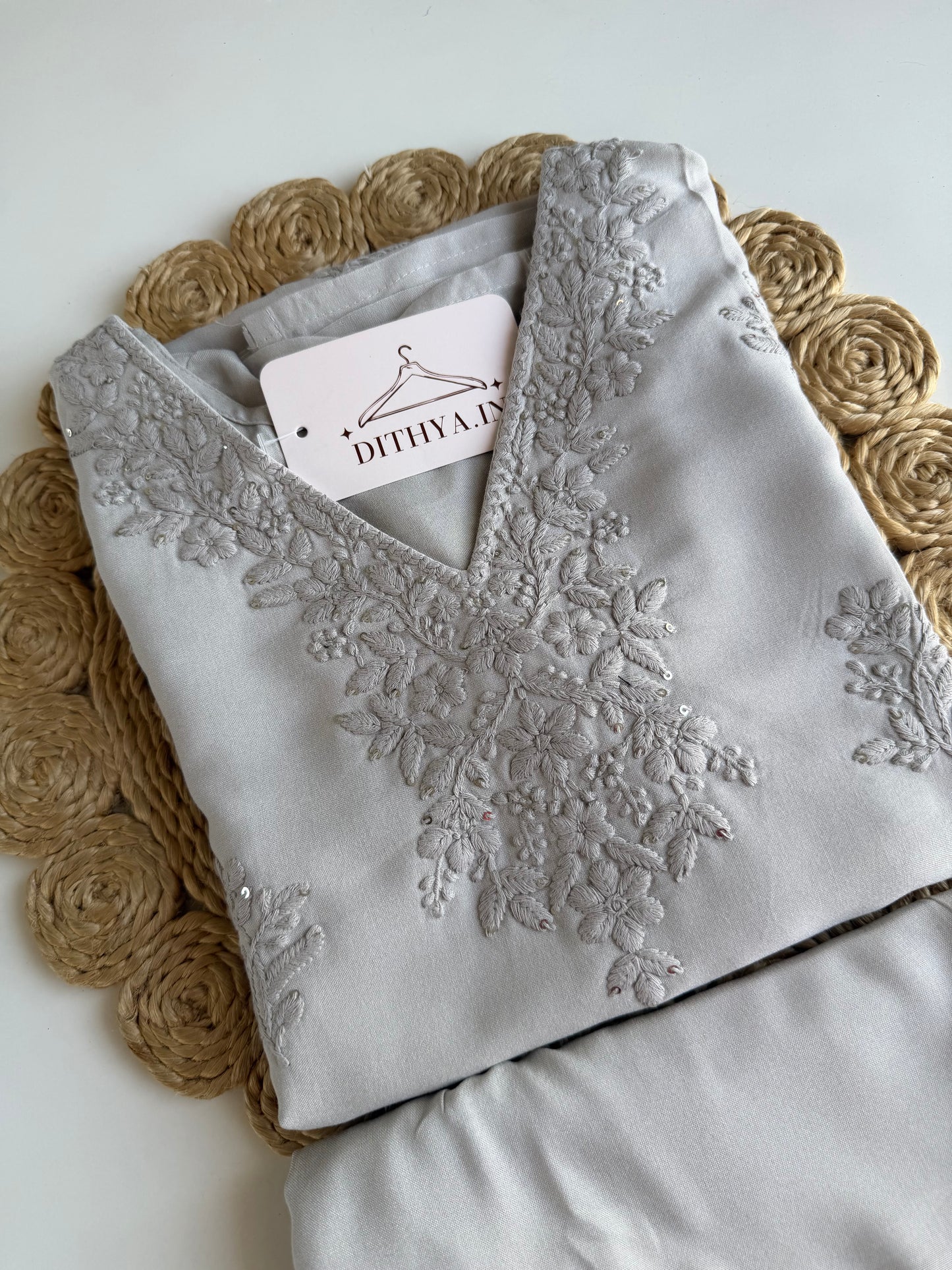 K012 - Muslin embroidered straight Kurti with pants