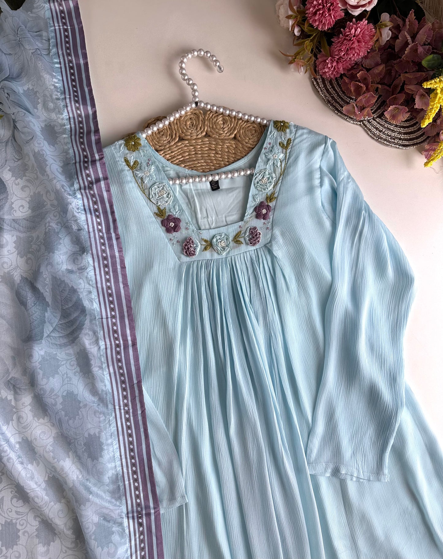 K474 - Chinnon Aline Kurti with pants and dupatta