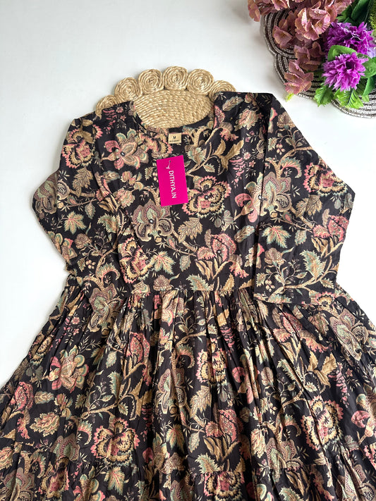 K347 - Cotton floral Anarkali in 3 colours