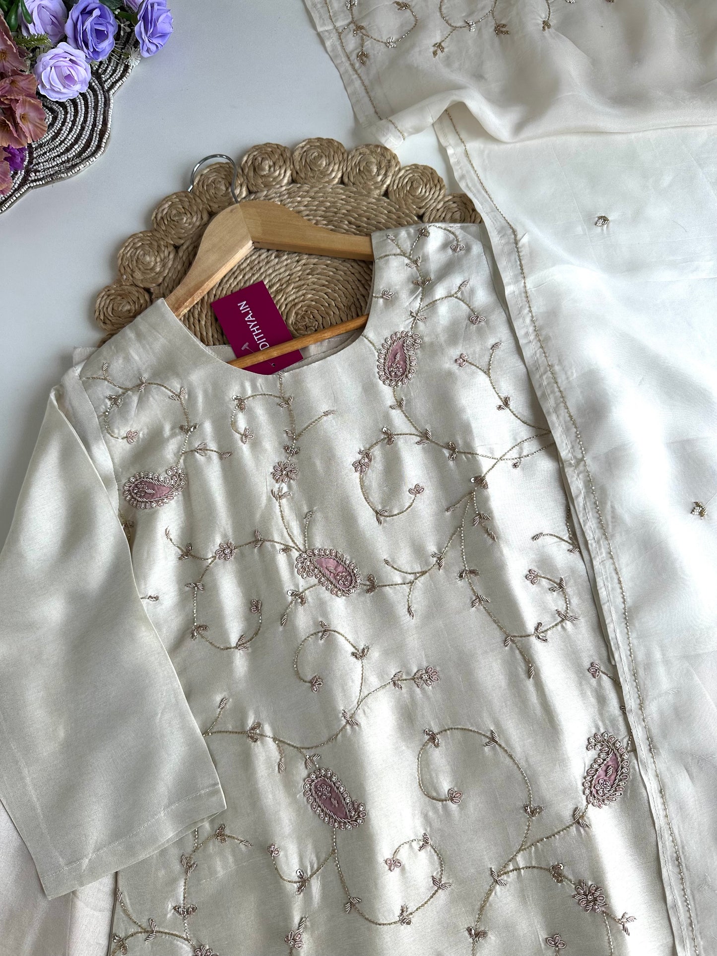 K200 - Russian silk zardosi work Kurti with skirt and dupatta