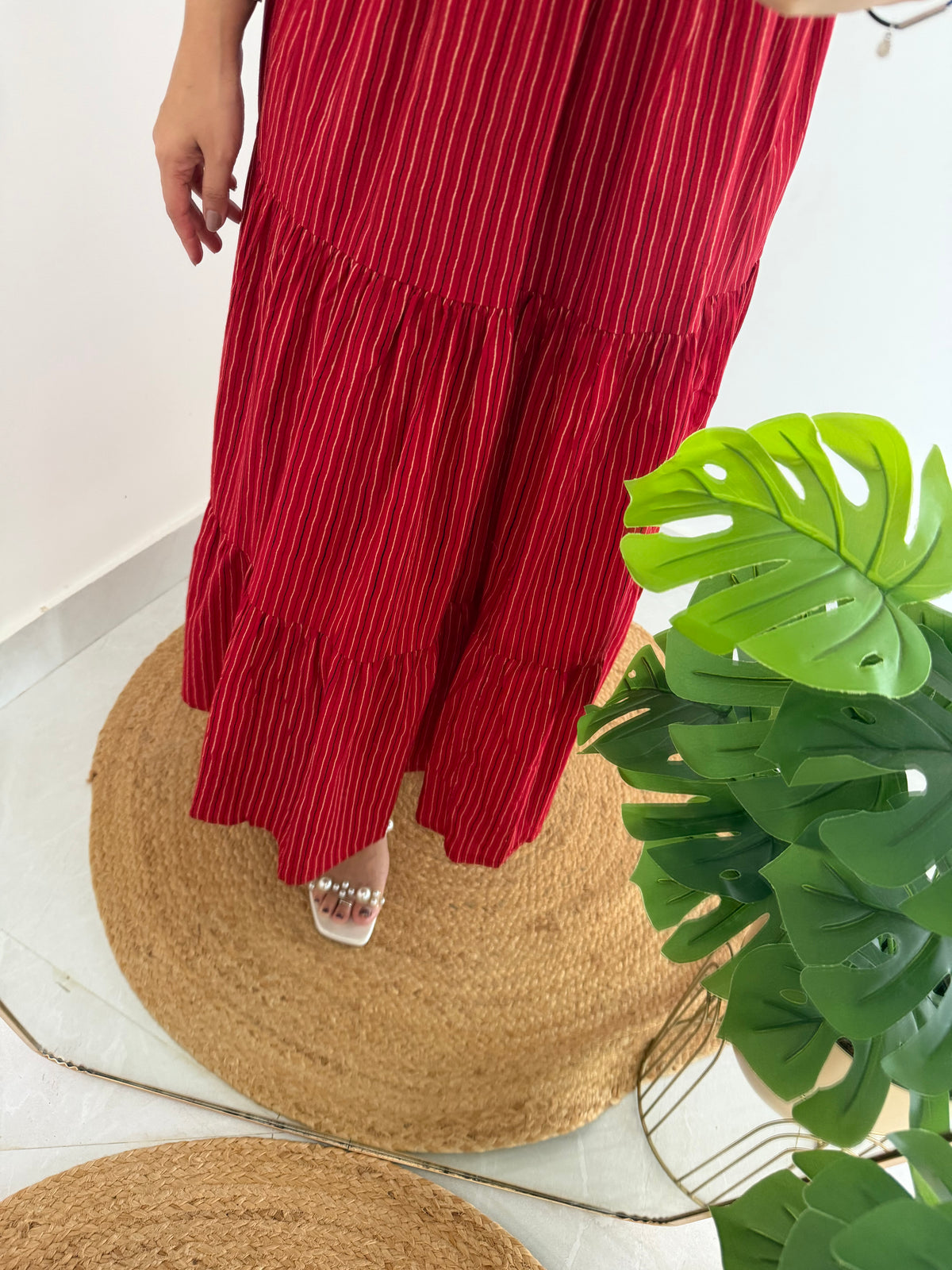 K238 - Mul cotton flared stripe dress