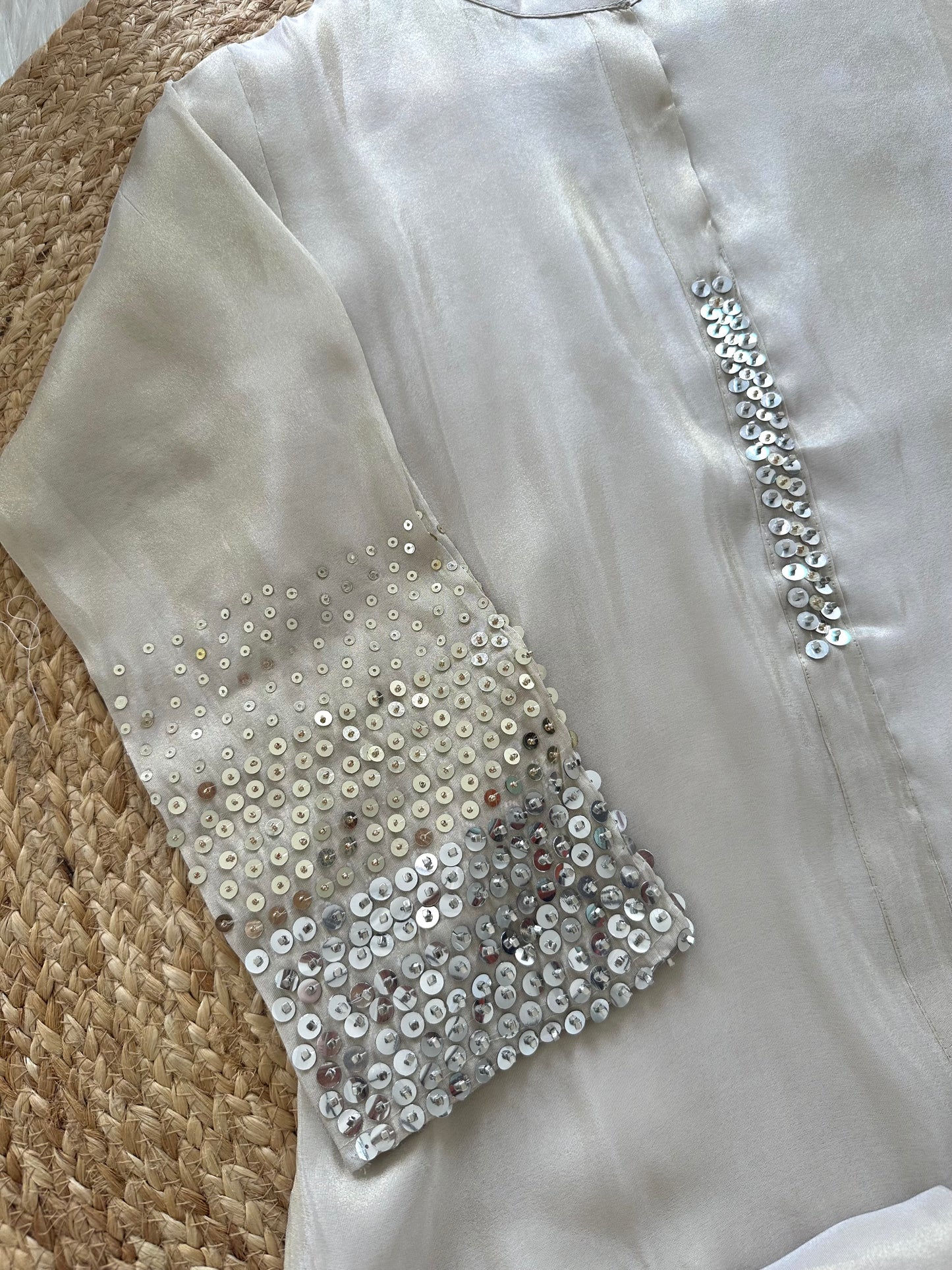 K133 - Tissue silk handwork coord set in 2 colours