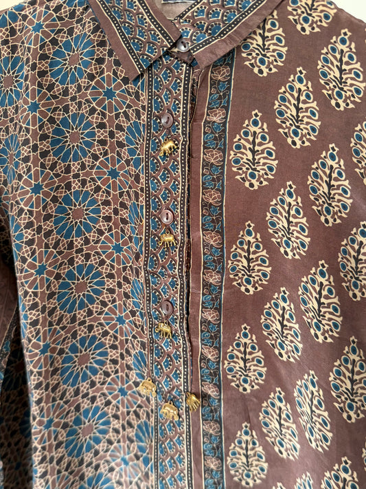 K410 - Pure crape Ajrakh shirt