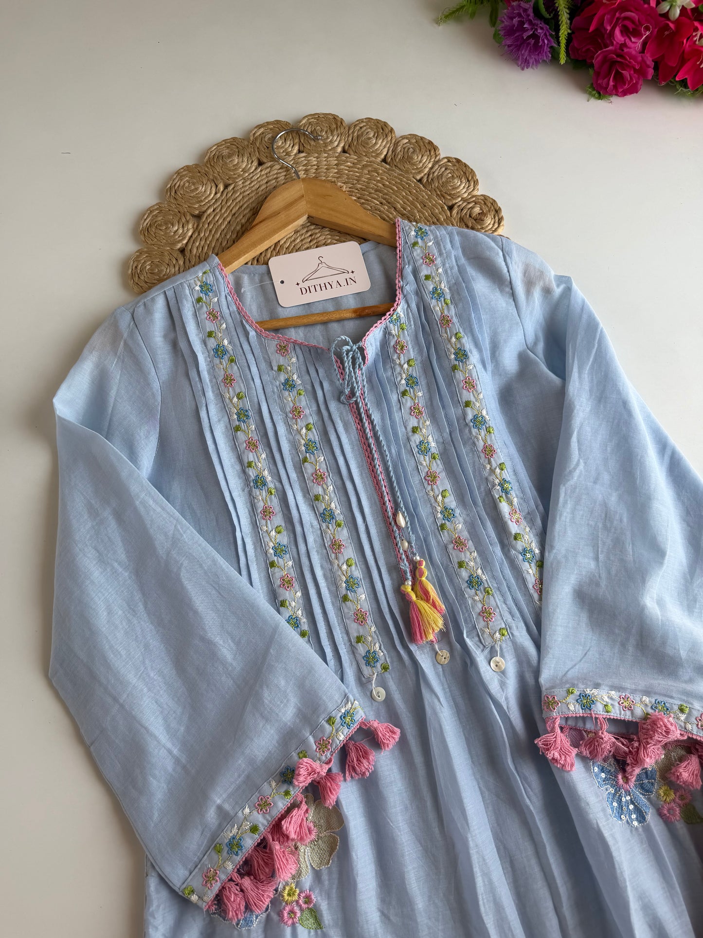 K592 - Mul chanderi embroidered coord set