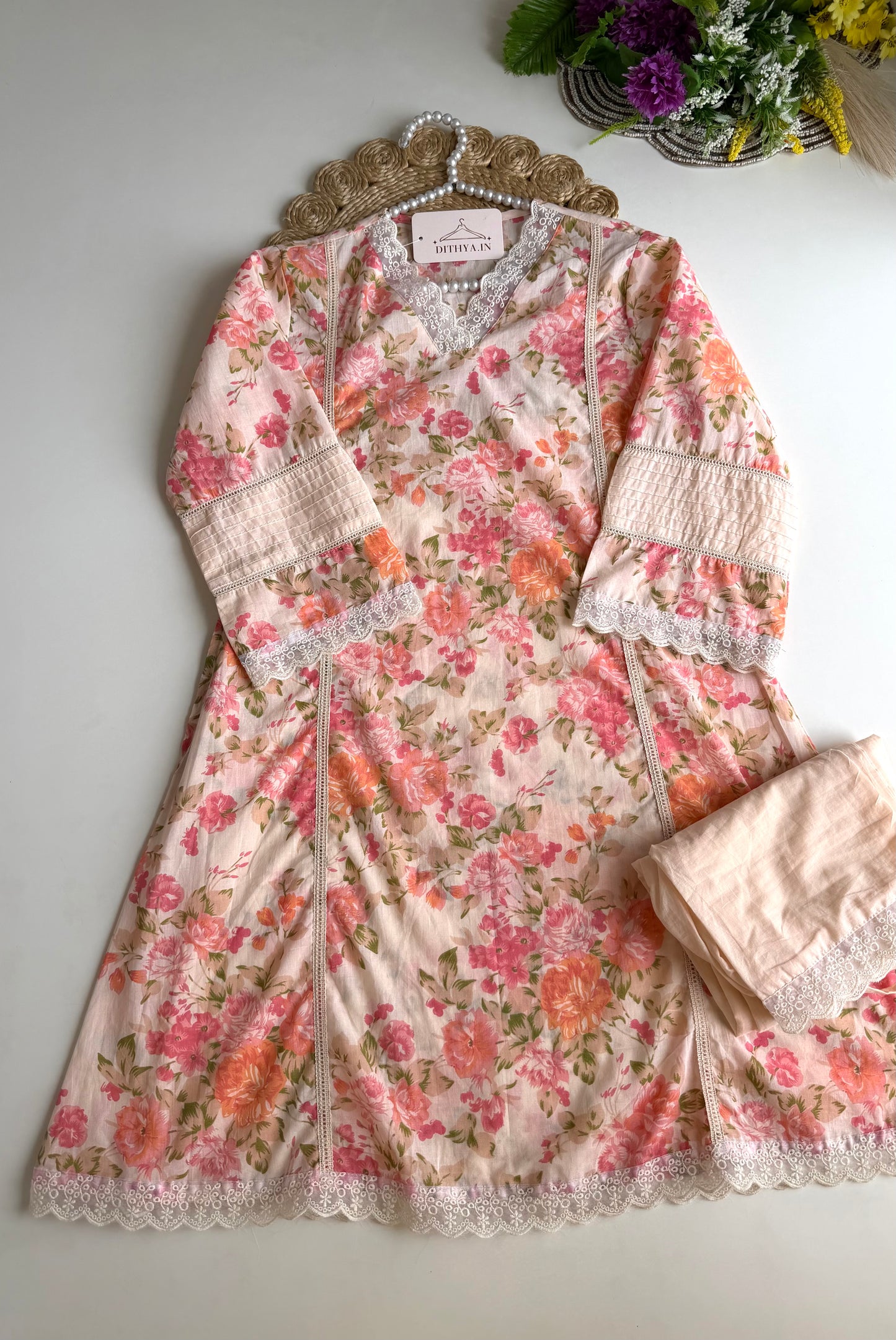 K553 - Mul cotton embroidered Kurti with pants