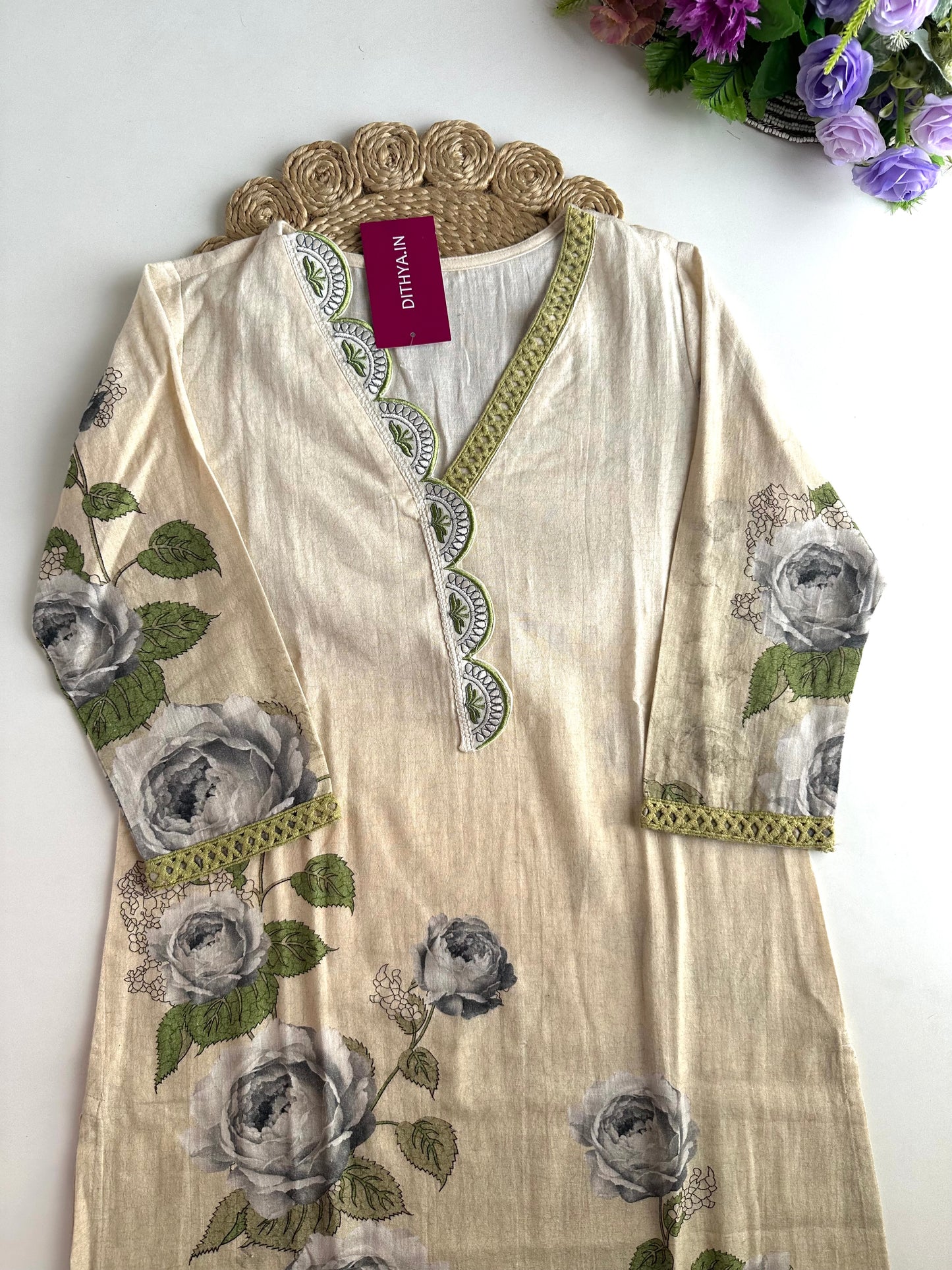 K403 - Linen cotton straight Kurti with pants