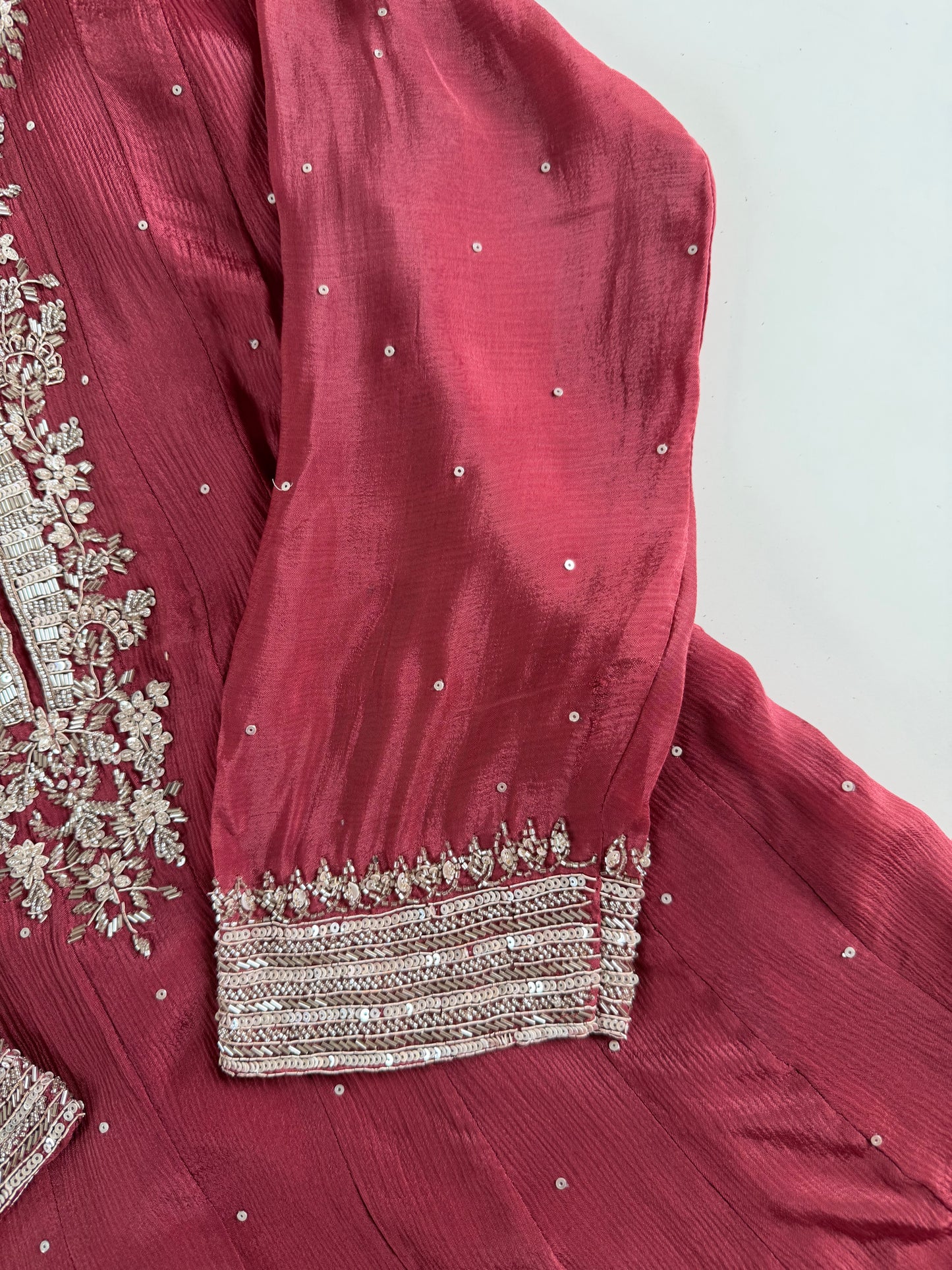 K481 - Pure Chinnon handwork Anarkali with pants and dupatta