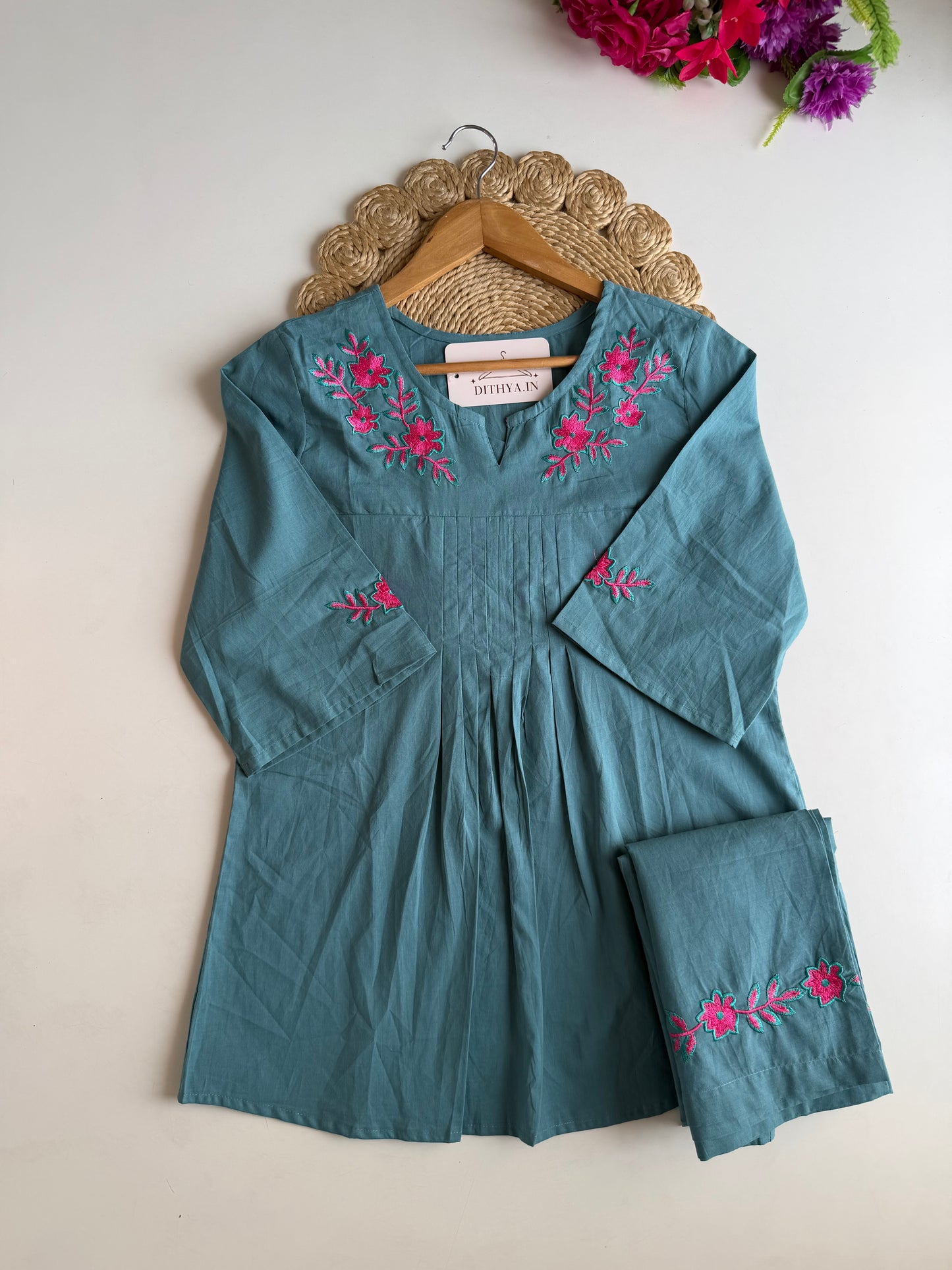 K623 - Mul cotton embroidered coord set