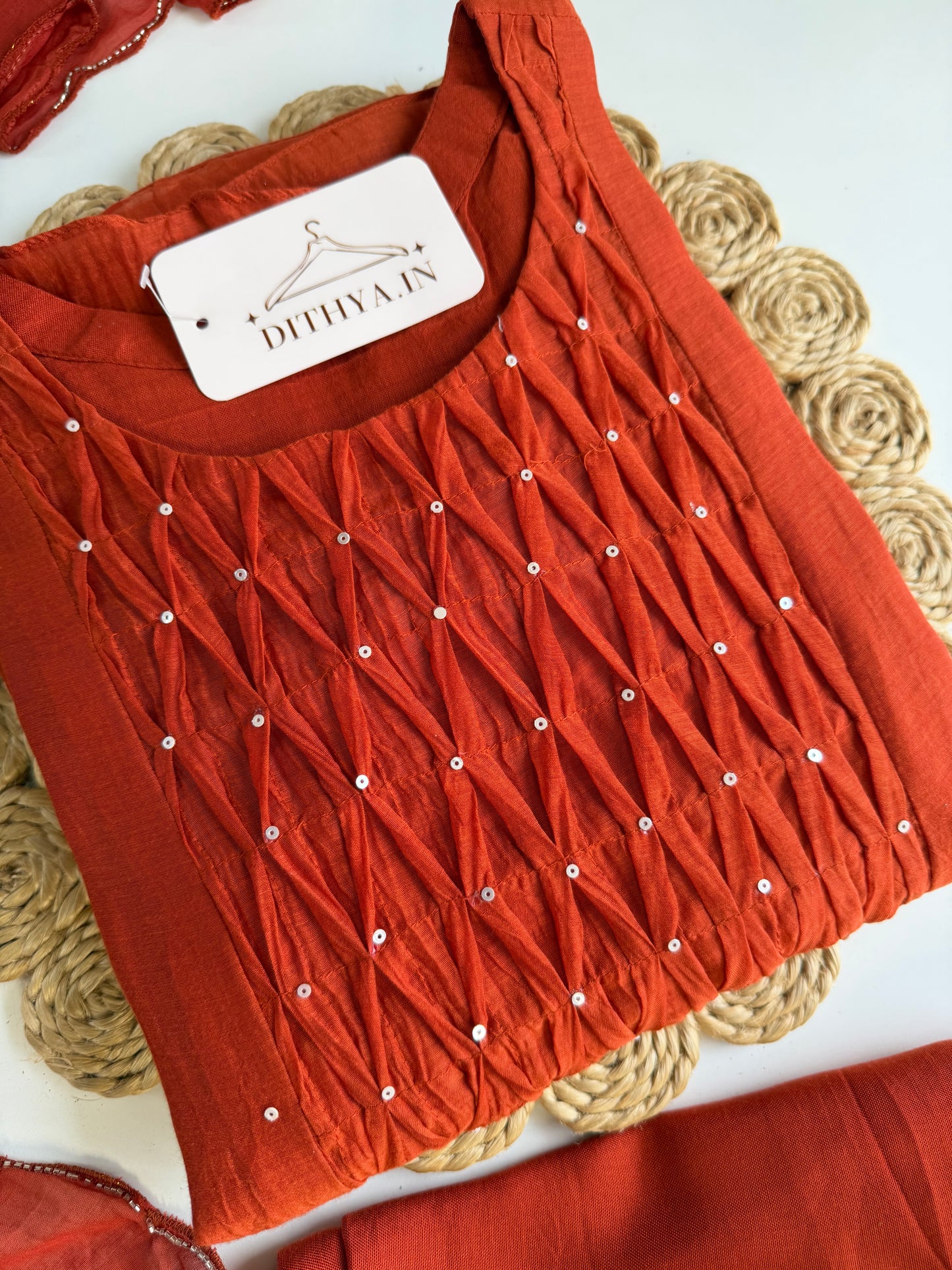 K217 - Mul chanderi handwork Anarkali with pants and dupatta