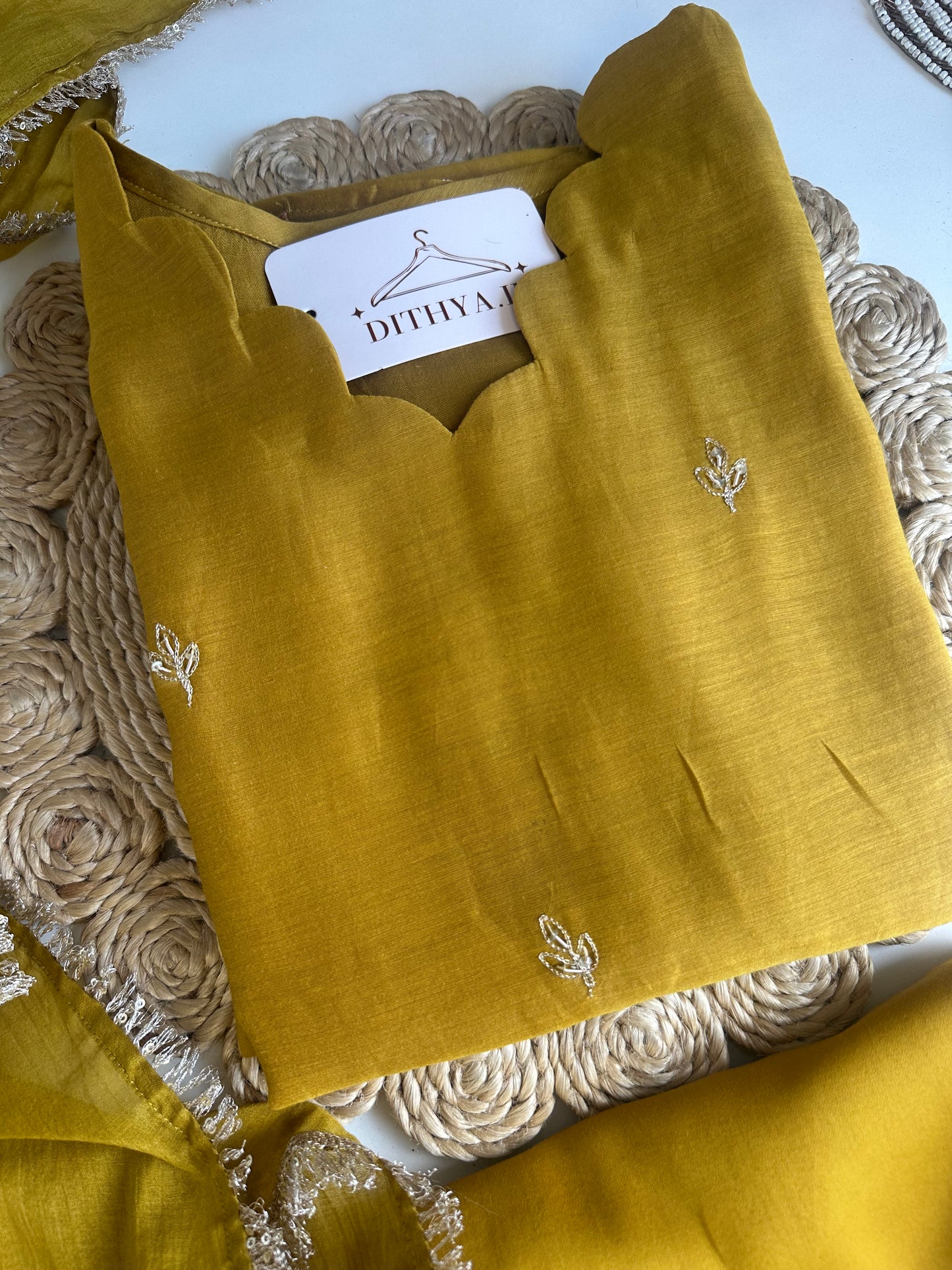 K430 - Mul Chanderi handwork Anarkali with pants and dupatta in 2 colours
