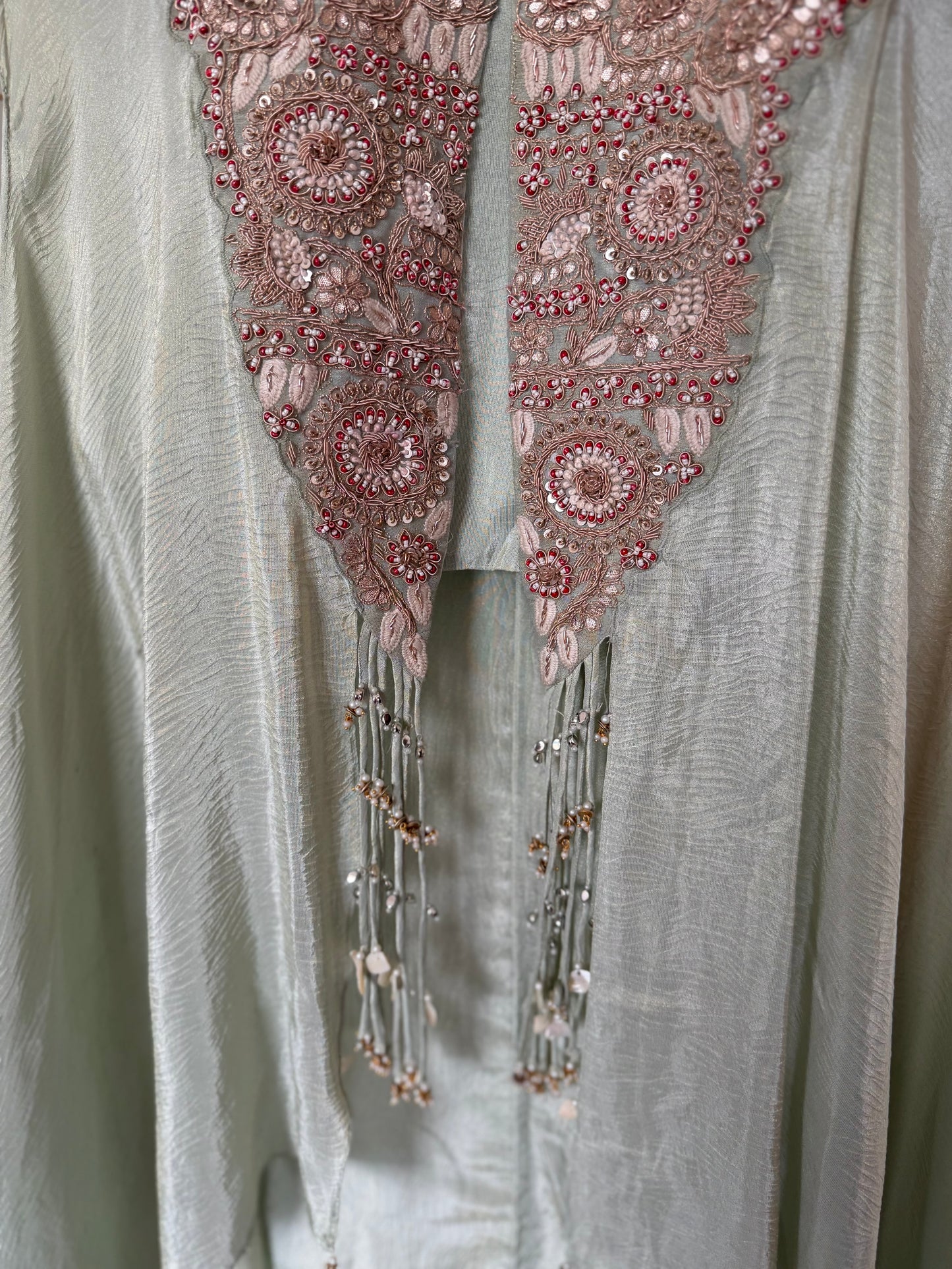 K577 - Tissue silk handwork kaftan with divider pants