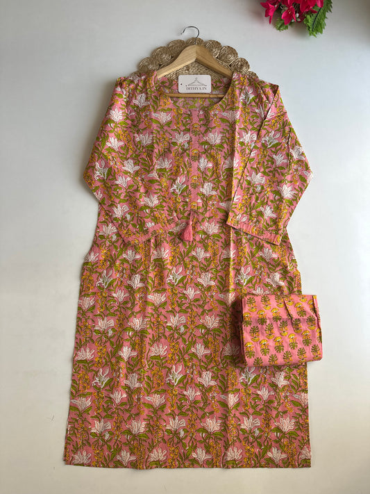 D559-Cotton straight Kurti with pants