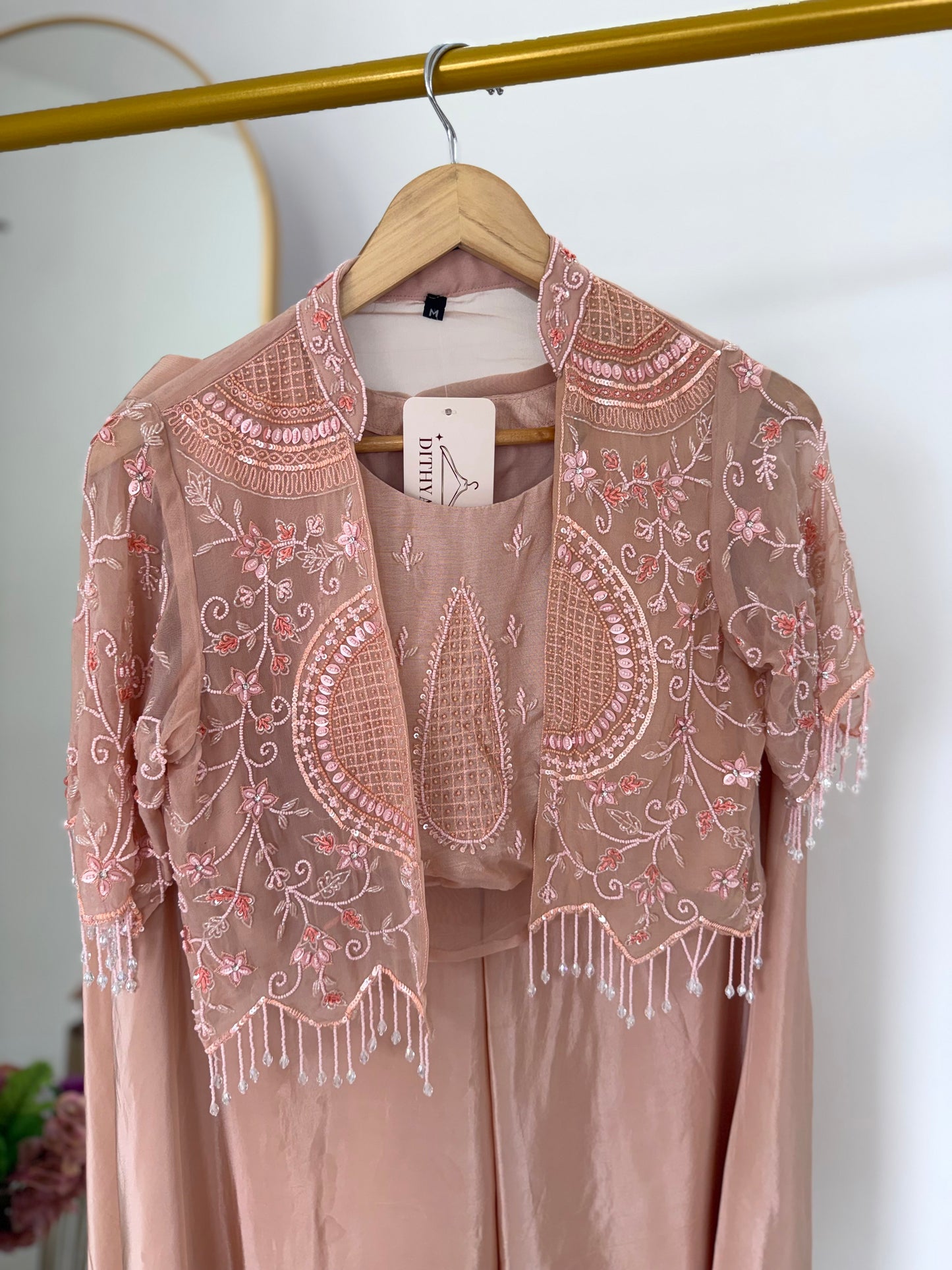 K506 - Pure Organza Handwork Crop jacket with inner and divider pants