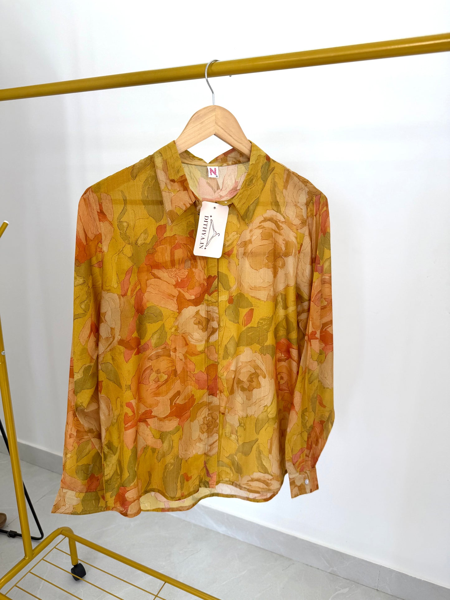 K386 - Pure muslin printed shirt