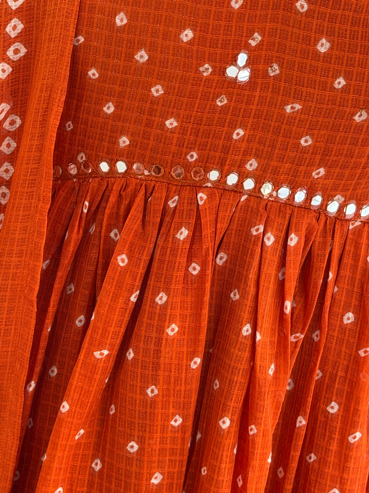 K017 - Kota doriya bandhini mirror work Anarkali with pants and dupatta in 3 colours