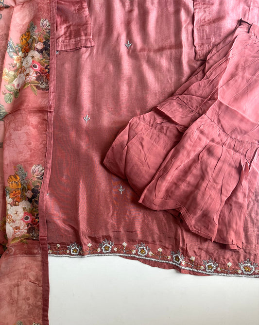 D250 - Dola silk straight kurti with Sharara and dupatta