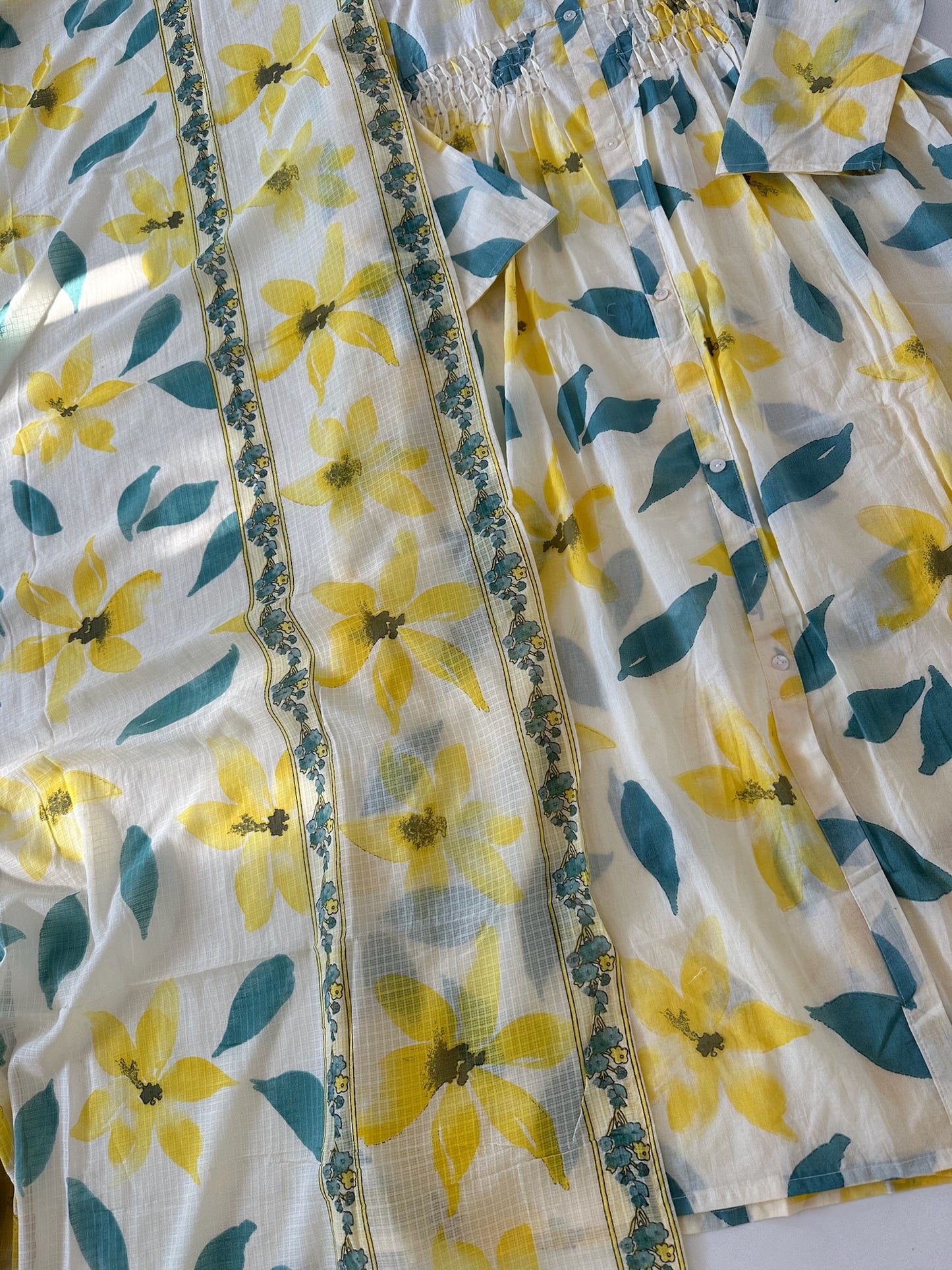 K258 - Mul cotton printed Anarkali with pants and dupatta