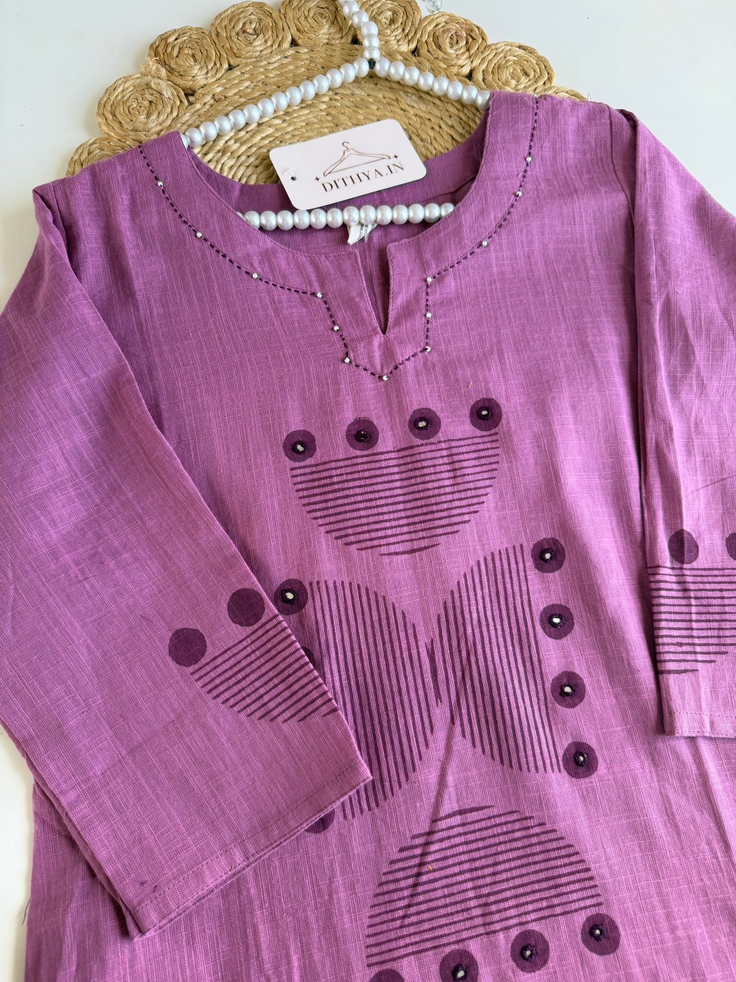 K685 - Linen cotton printed straight Kurti with pants