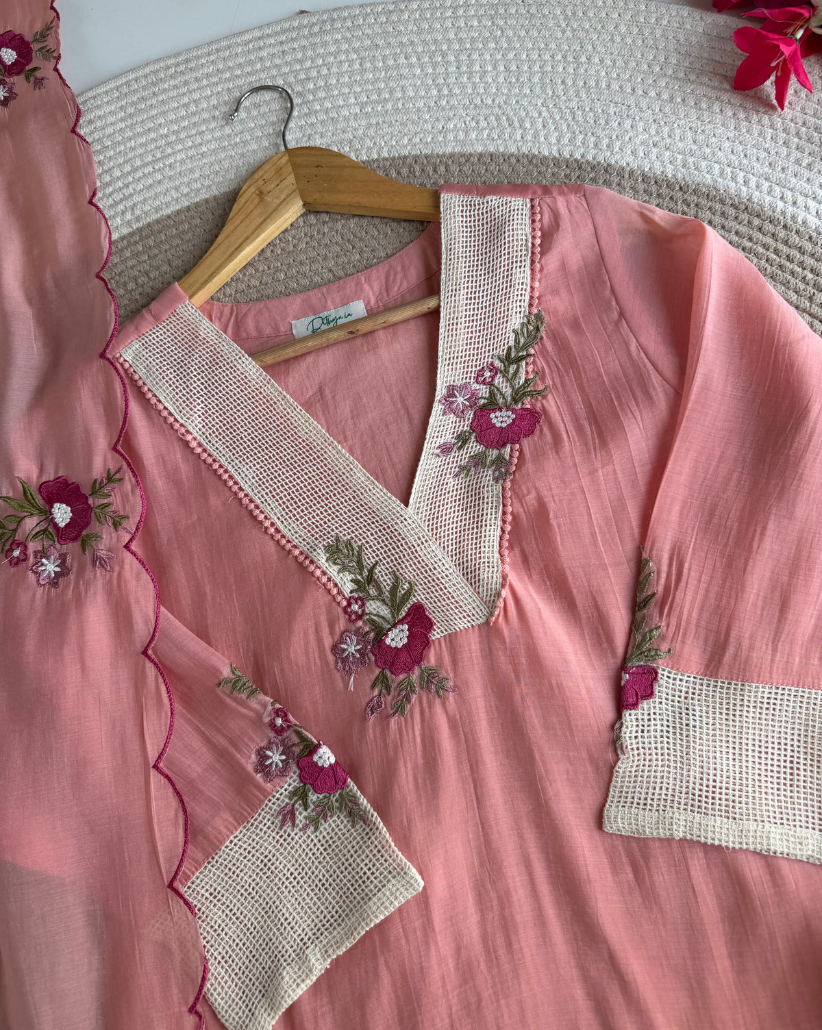K709 -Surat mul chanderi embroidered farshi salwar with pants and dupatta