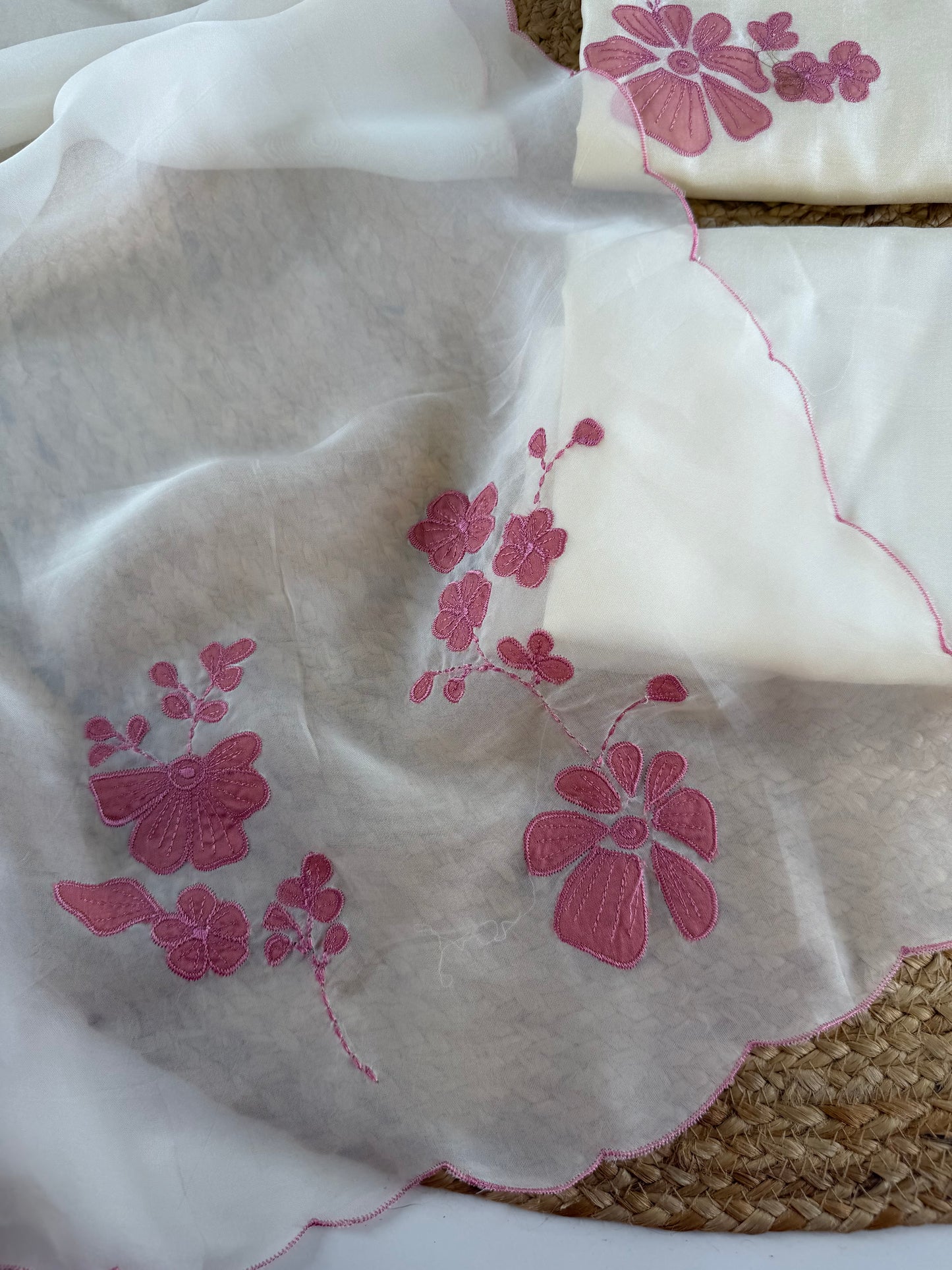 K603 - Russian silk appliqué work straight Kurti with pants and dupatta