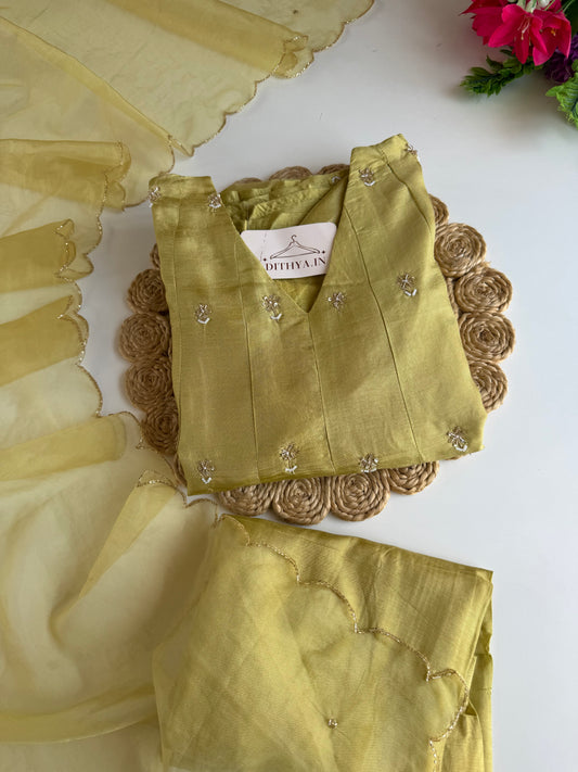 K183 - Russian silk handwork Anarkali with pants and dupatta