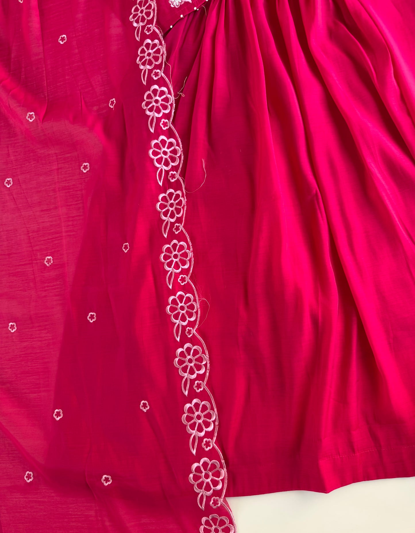 K040 - Surat Mul chanderi embroidered Anarkali with pants and dupatta in 2 colours