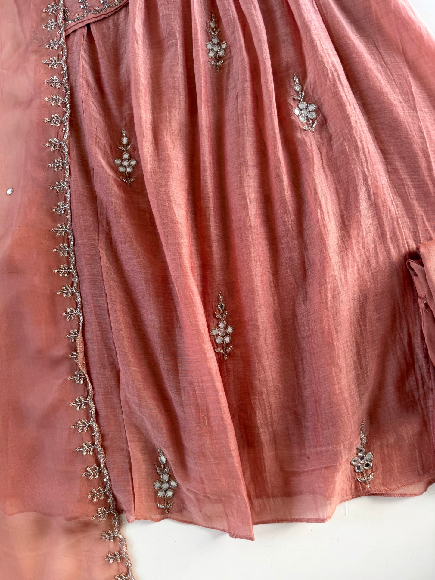 K626 - Mul chanderi handwork Anarkali with pants and dupatta