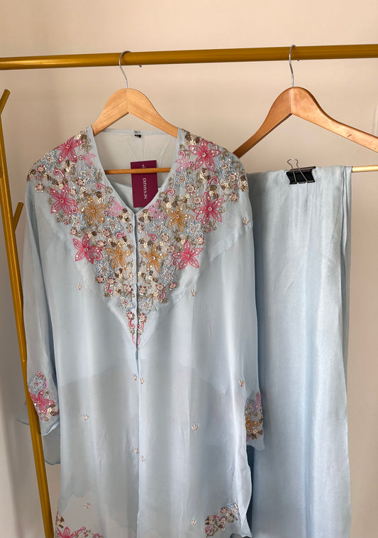 K435 - Organza Handwork kaftan with palazzo