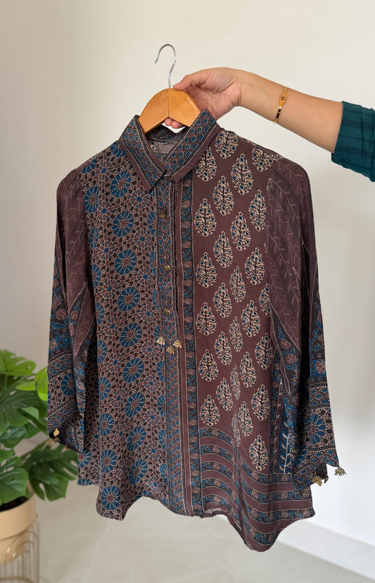 K410 - Pure crape Ajrakh shirt
