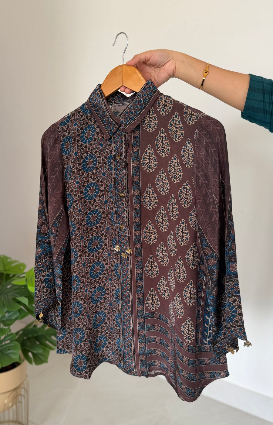 K410 - Pure crape Ajrakh shirt
