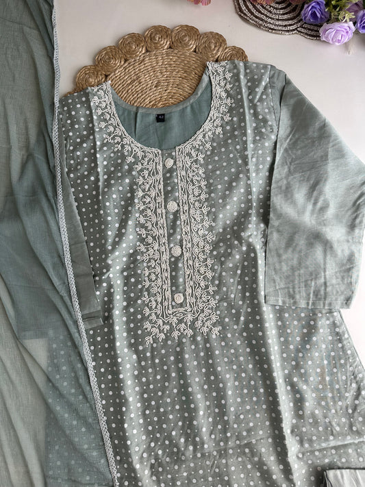 D280 - Dola silk straight kurti with pants and dupatta