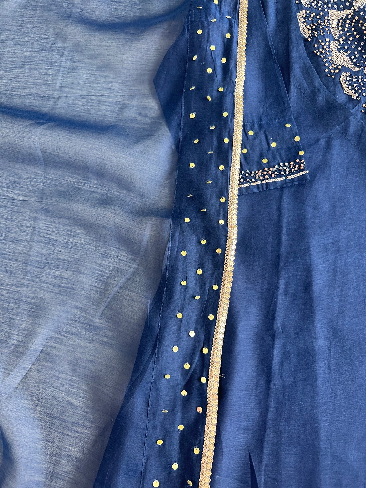 K032 - Pure mul Chanderi handwork Aline Kurti with pants and dupatta in 3 colours