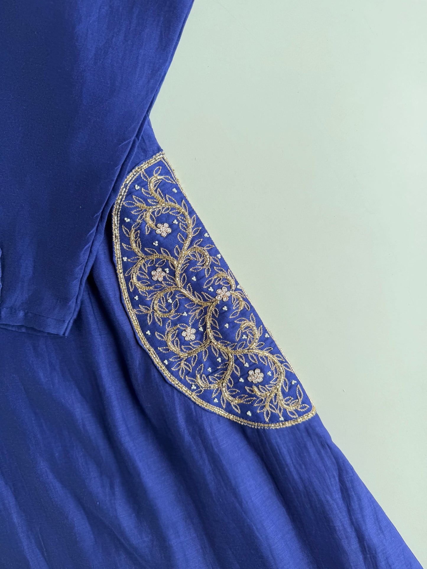 K699 - Russian silk handwork aline Kurti with pants and dupatta