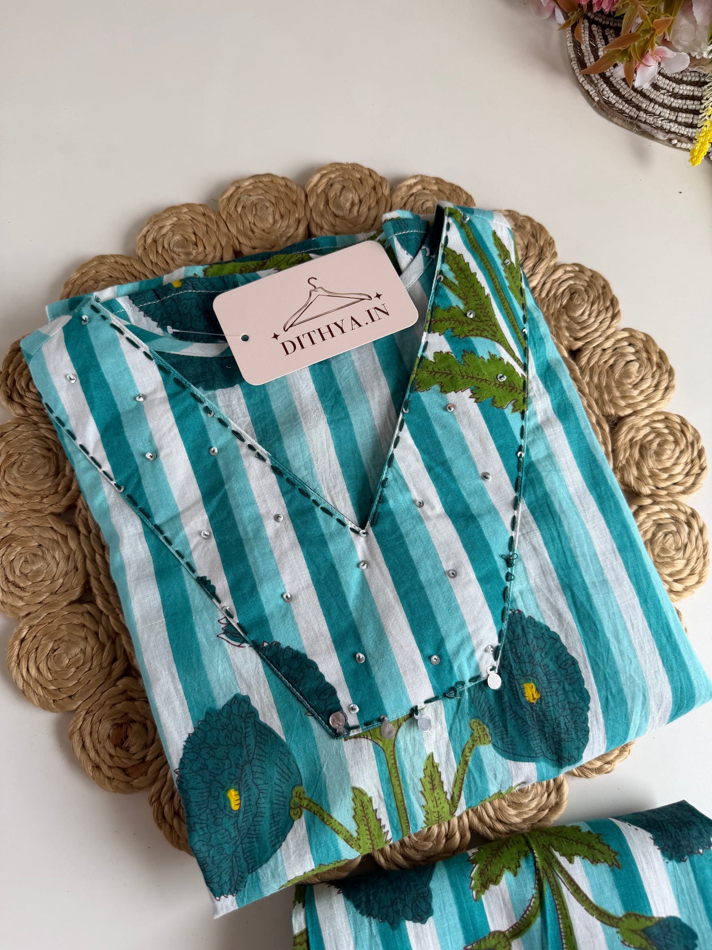 K669 - Mul cotton Printed Aline Kurti with pants