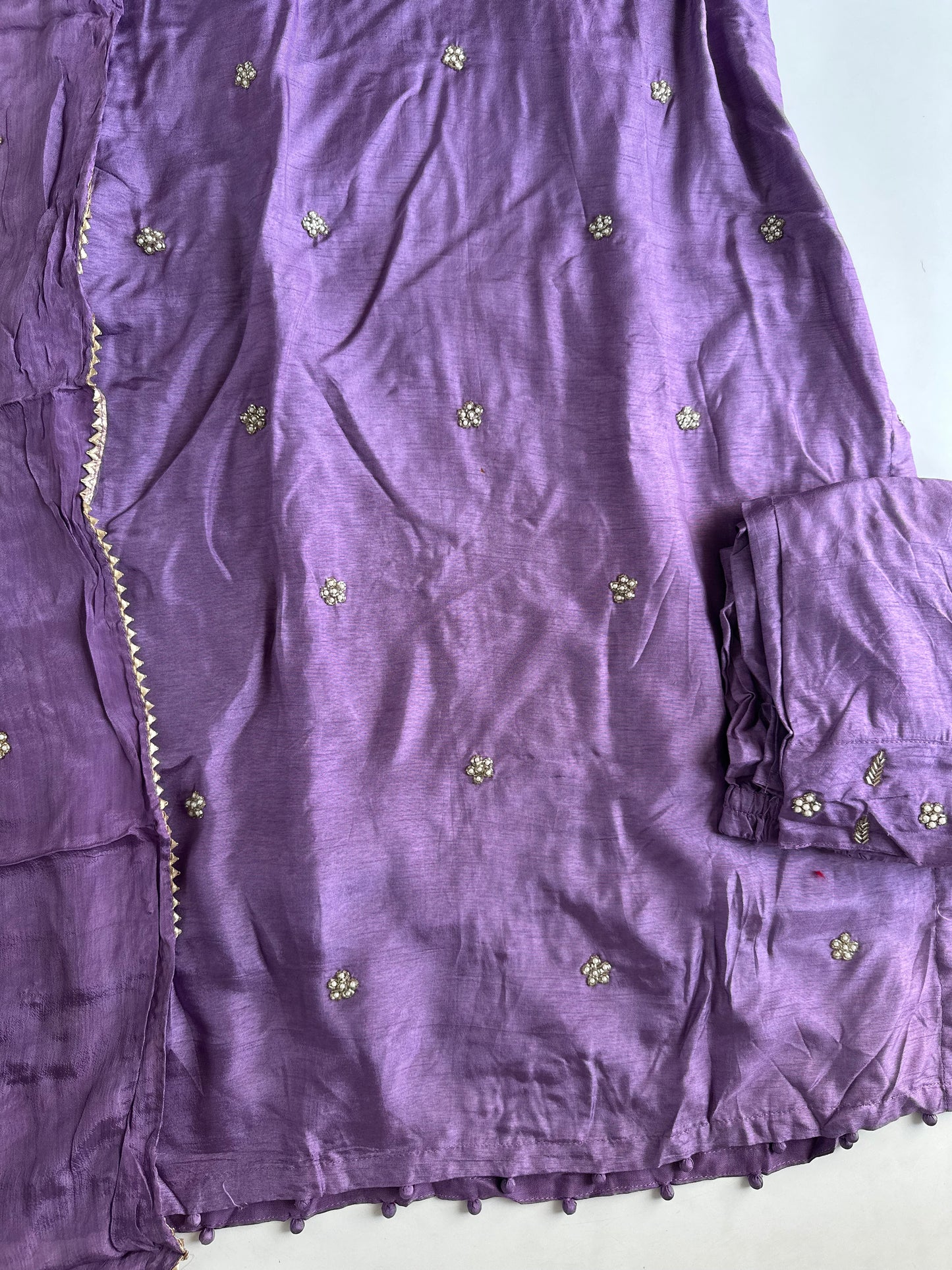 D423-Dola silk straight kurti with pants and dupatta