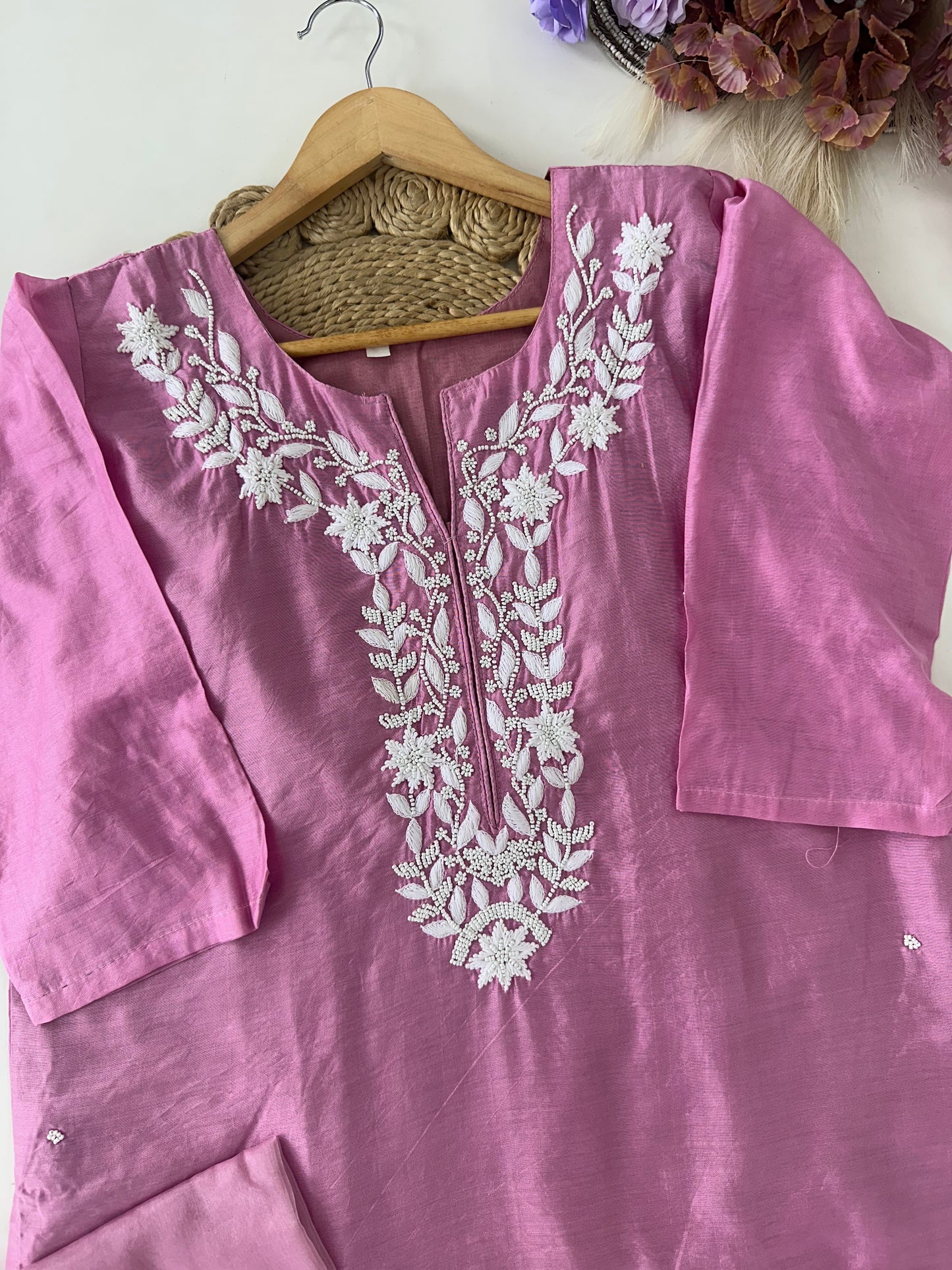 D201 - Dola silk straight kurti with pants and dupatta